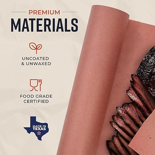 Miniatura 2 de Rollo de papel de carnicero rosa con caja dispensadora, 18 pulgadas por 175 pies de calidad alimentaria melocotón para ahumar carne, sin blanquear,