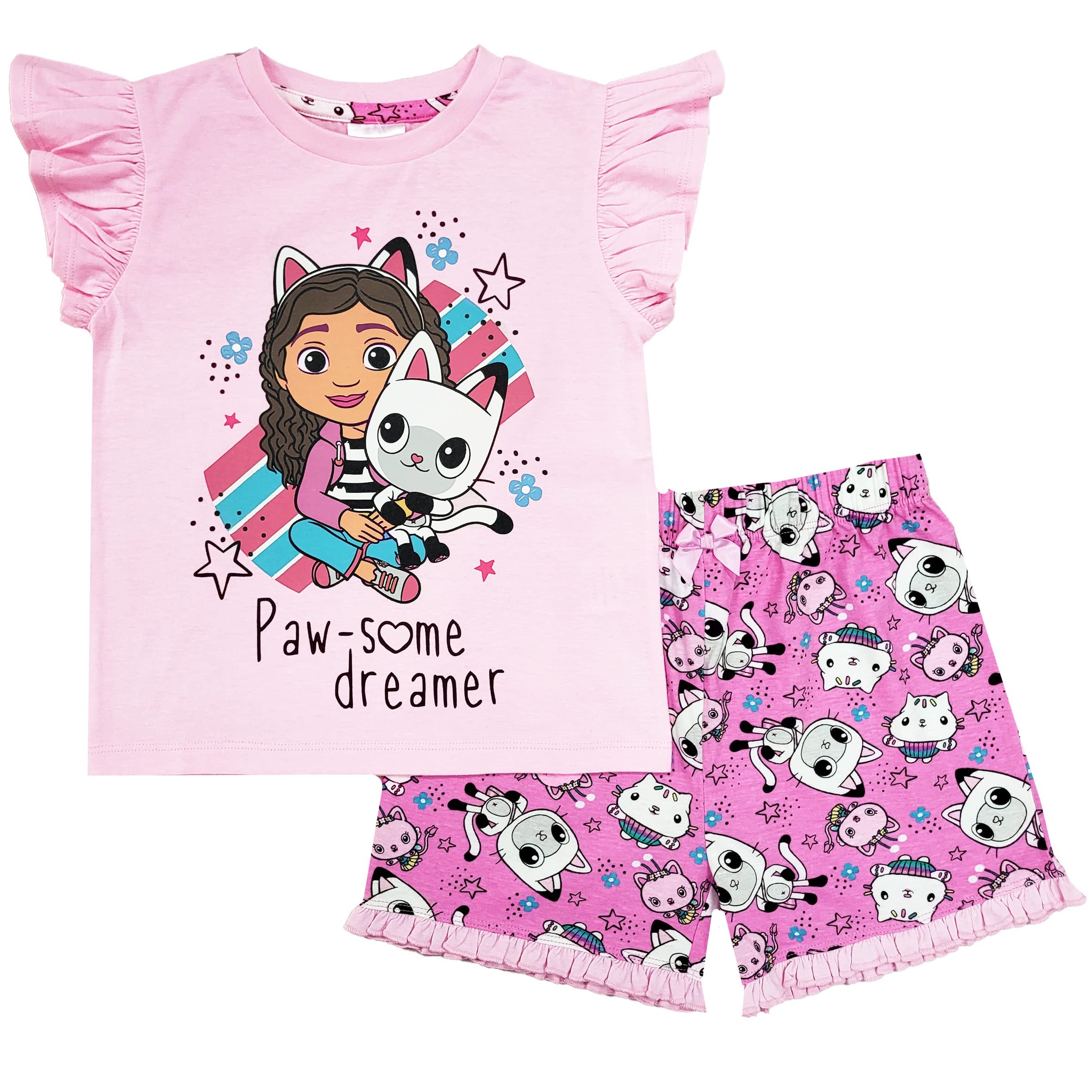 Girls Gabbys Dollhouse Short Pyjamas Character Nightwear (Gabbys Dollhouse, 3-4 Years)