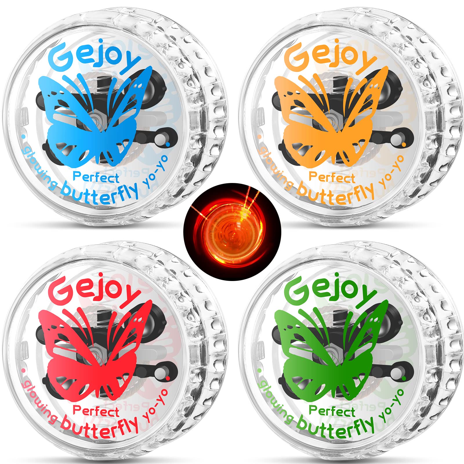 12 Pieces Light up Yoyo with LED Lights Plastic Entertaining Responsive Yo Yo Trick Yoyo Beginner Trick Ball with Rope for Adult Juggling Party Favors (Butterfly Style)