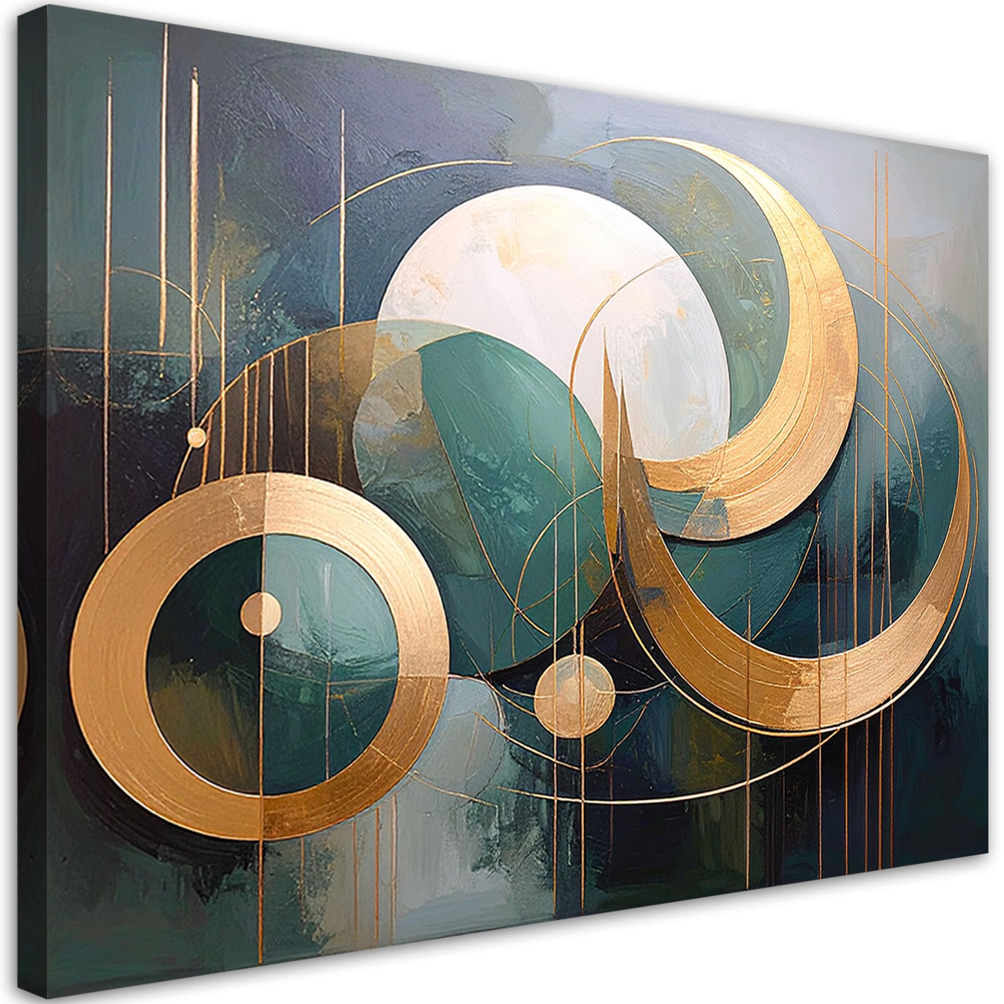 Feeby Obraz na Płótnie Canvas do salonu sypialni kuchni biura na ścianę - Geometryczne kształty koła - 120x80 1-częściowy - Nowoczesny Obraz ścienny Modna Dekoracja Sztuka Ścienna Zdjecie