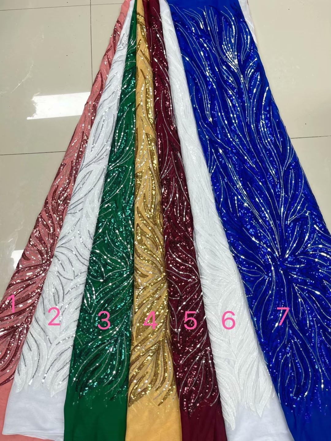 5Yard African Lace Fabric 2023 Gold French Net Sequins Fabric Sewing Embroidered Lace Tulle Nigerian Lace Fabric (5Yard,Royal Blue)