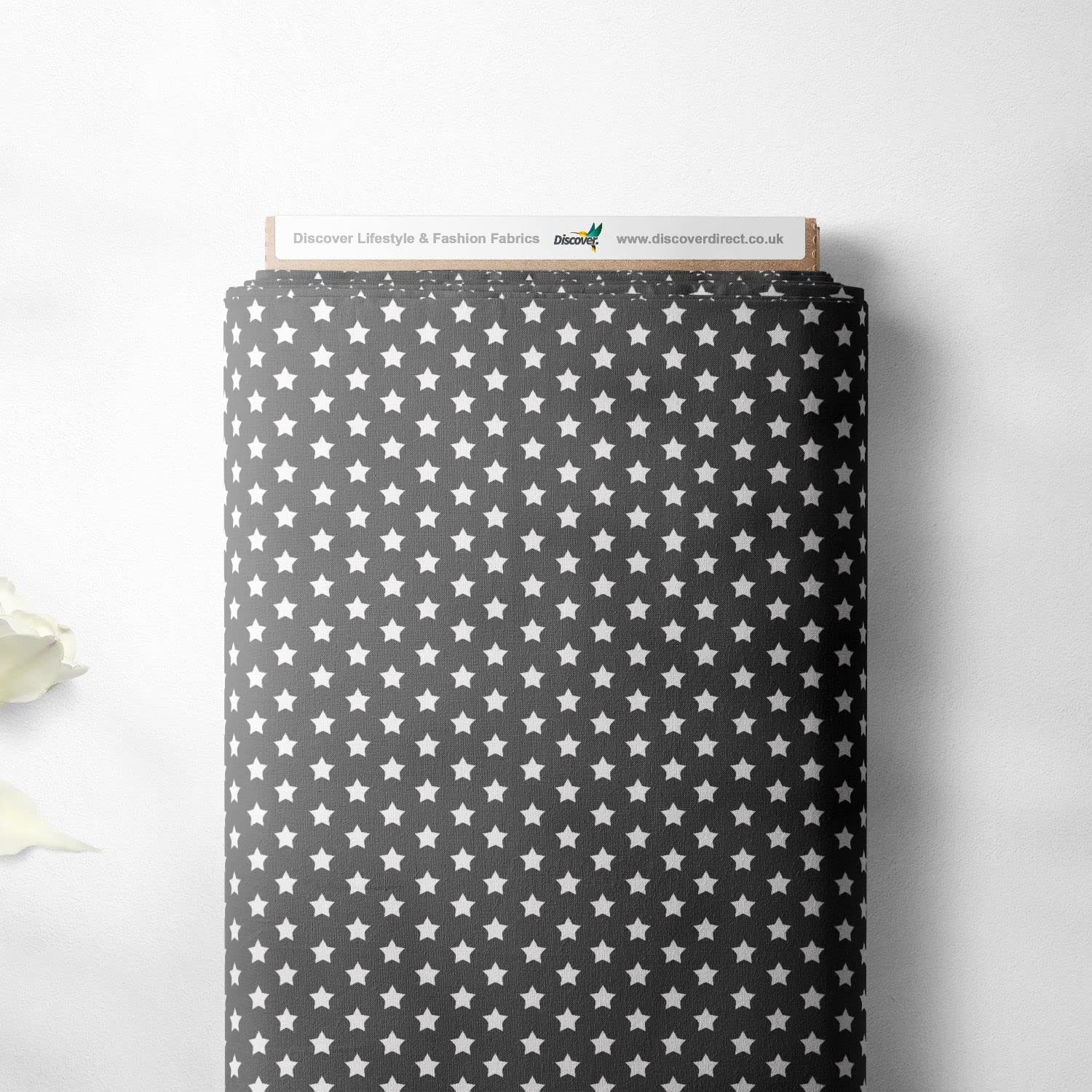 Discover Lifestyle & Fashion Fabrics Dark Grey 100% Cotton Small Star Twinkle Design Children Kids Craft Quality Fabric Material | 55" - 140 Cm Wide (Per Metre, )