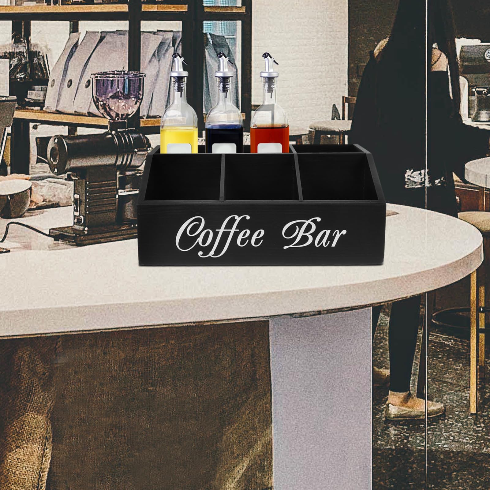 Kaffeestation -organizer Aus Holz Kaffeebar -aufbewahrungsbox Multifunktionale Organizer-box Für Arbeitsplatte Kaffee Und Tee -zubehör Strohhalme Und Taschentuchbox
