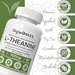 300mg L Theanine Capsules OrganiMAXX. Highest Potency Single Capsule L-Theanine Supplement. 120 Count L'theanine For Anxiety Relief, Stress Relief, Sleep Support And Relaxation. Made In Canada, GMO Free, Gluten Free & Vegan Friendly