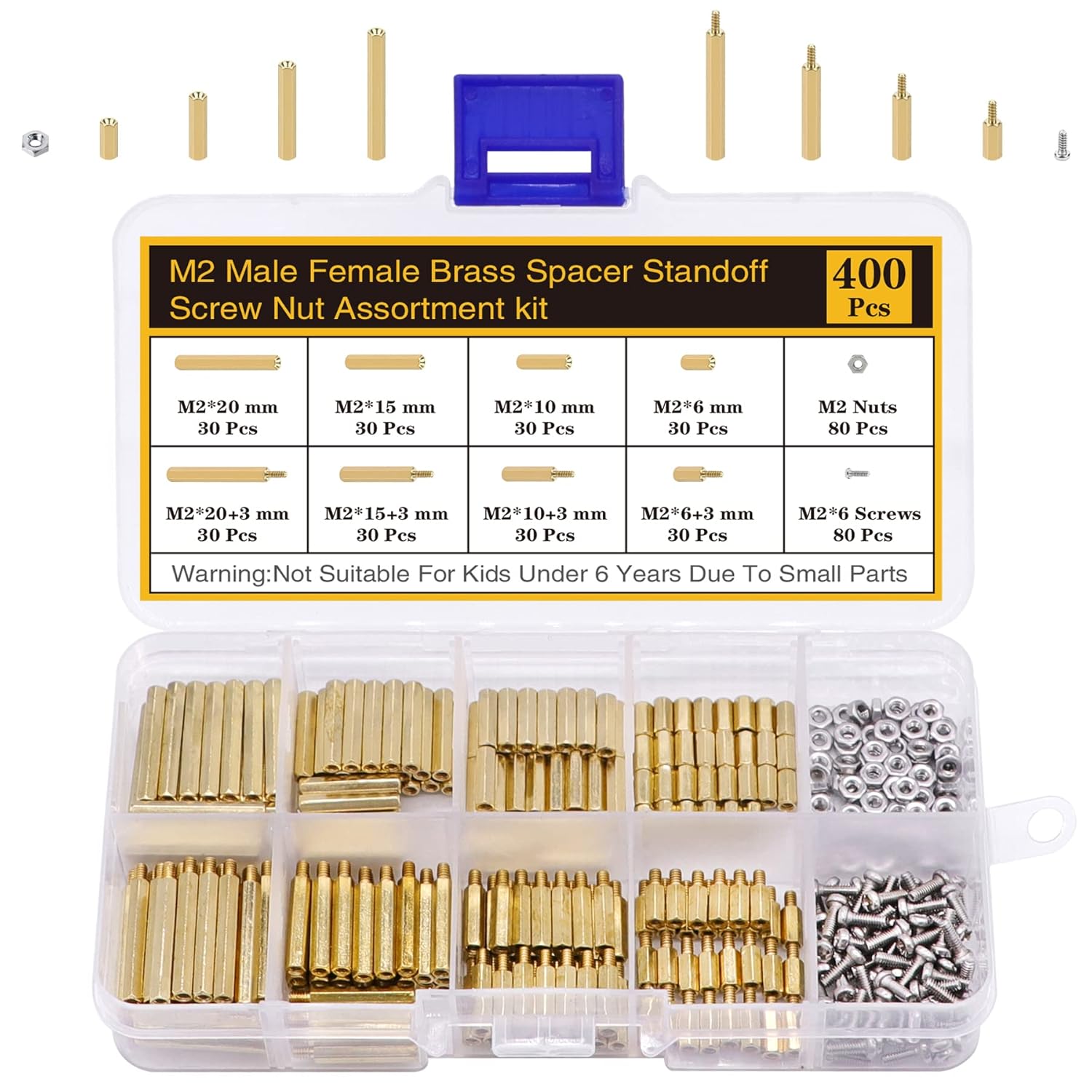 Csdtylh 400Pcs M2 Motherboard Standoffs&Screws&Nuts Kit, Hex Male