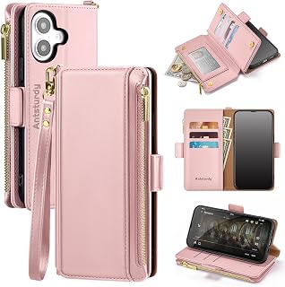 Antsturdy for iPhone 16 Plus Phone Wallet Case Women,Pink
