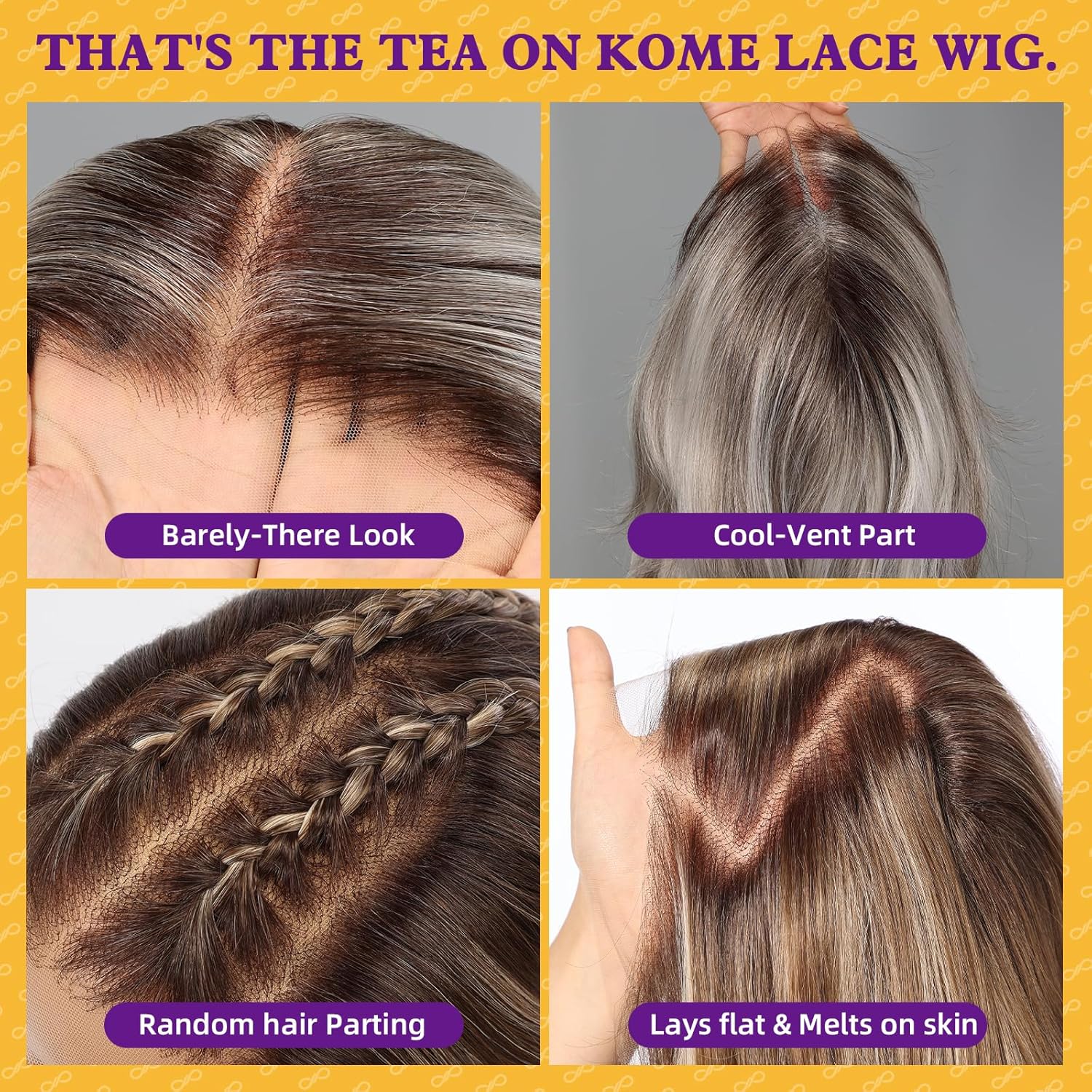 KOME Platinum Blonde Synthetic Lace Front Wig,13×6 Curly Meshless Glueless Wigs for Women Daily Use 26IN（#TT6/4603）