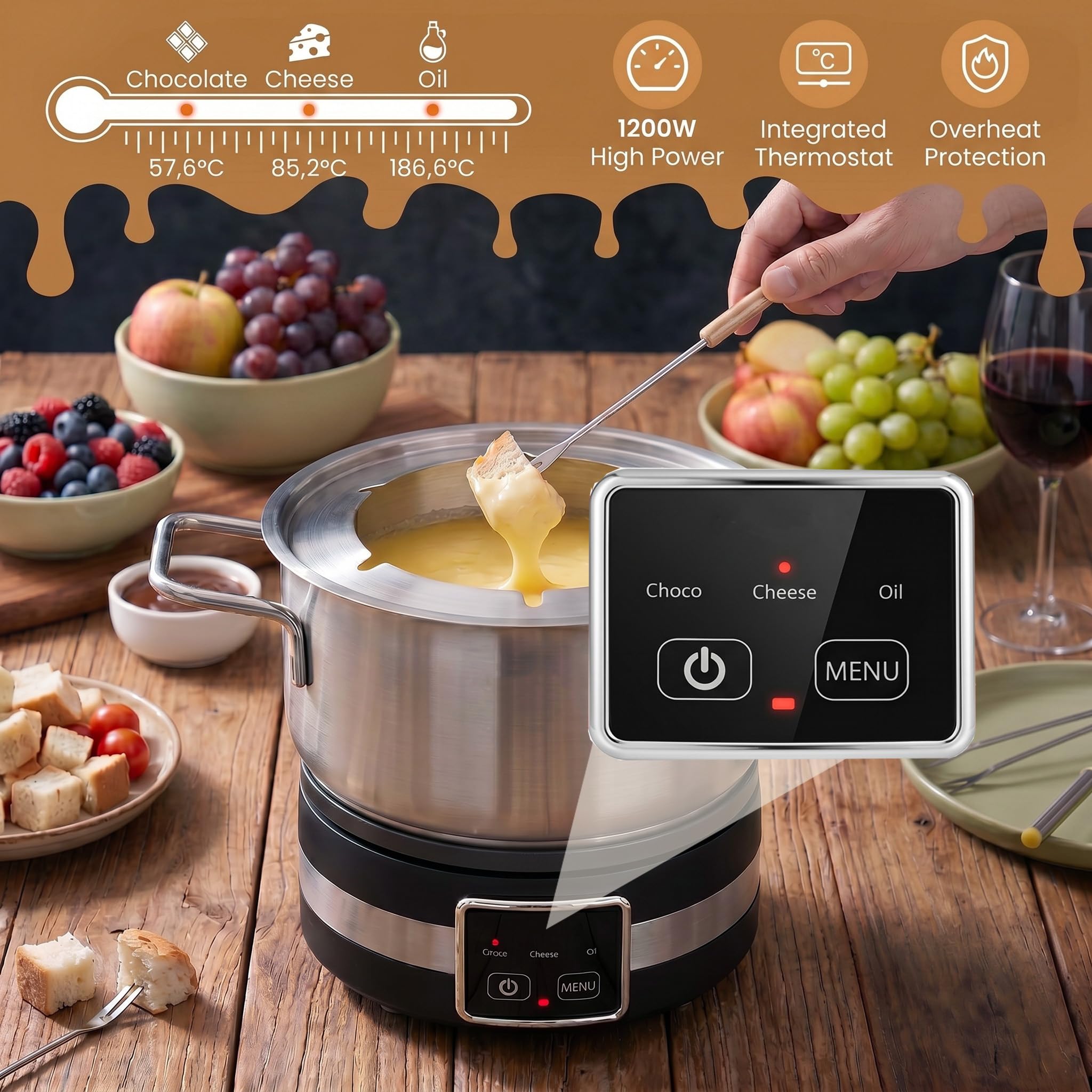 GIANTEX Appareil à Fondue Électrique 1200W
