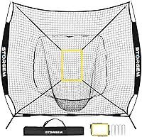 Vista 1 de Storgem - Red de práctica de béisbol y sóftbol de 7×7 pies portátil para golpear, lanzar y batear, red de backstop de béisbol con bate de práctica