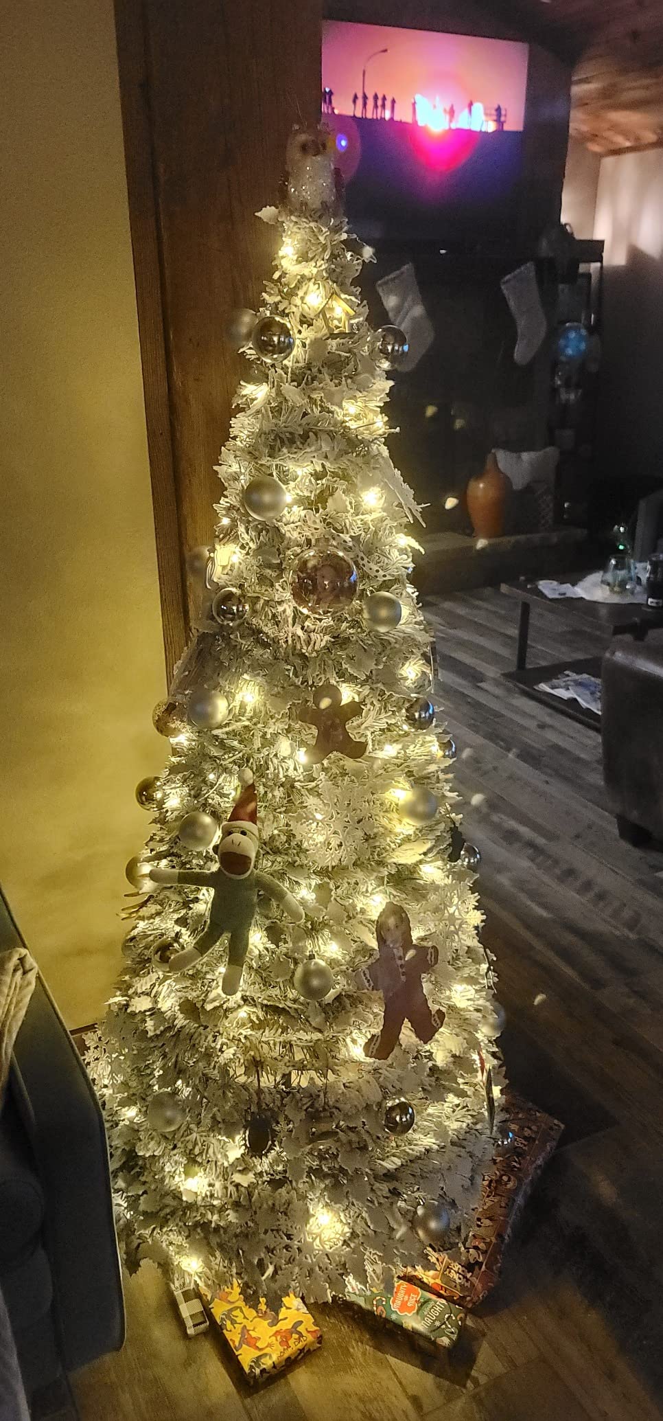 23/mo Finance Sharper Image PopUp 6Ft. White Flocked Christmas Tree Buy Now, Pay Later