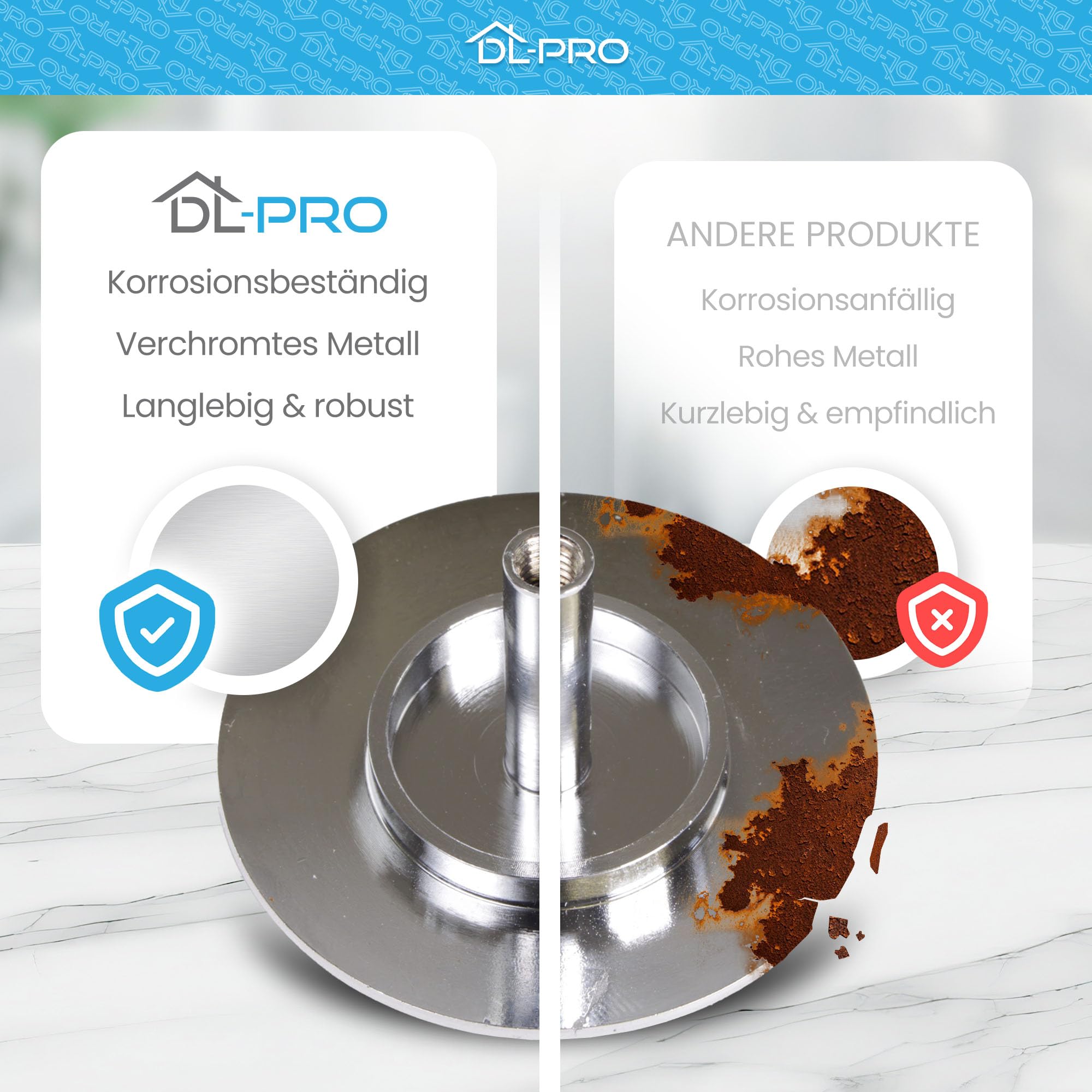 DL-pro Uniwersalny korek spustowy 1 1/4 cala 65 mm Ø chromowany metal do umywalki i umywalki łatwe czyszczenie i skuteczne uszczelnienie