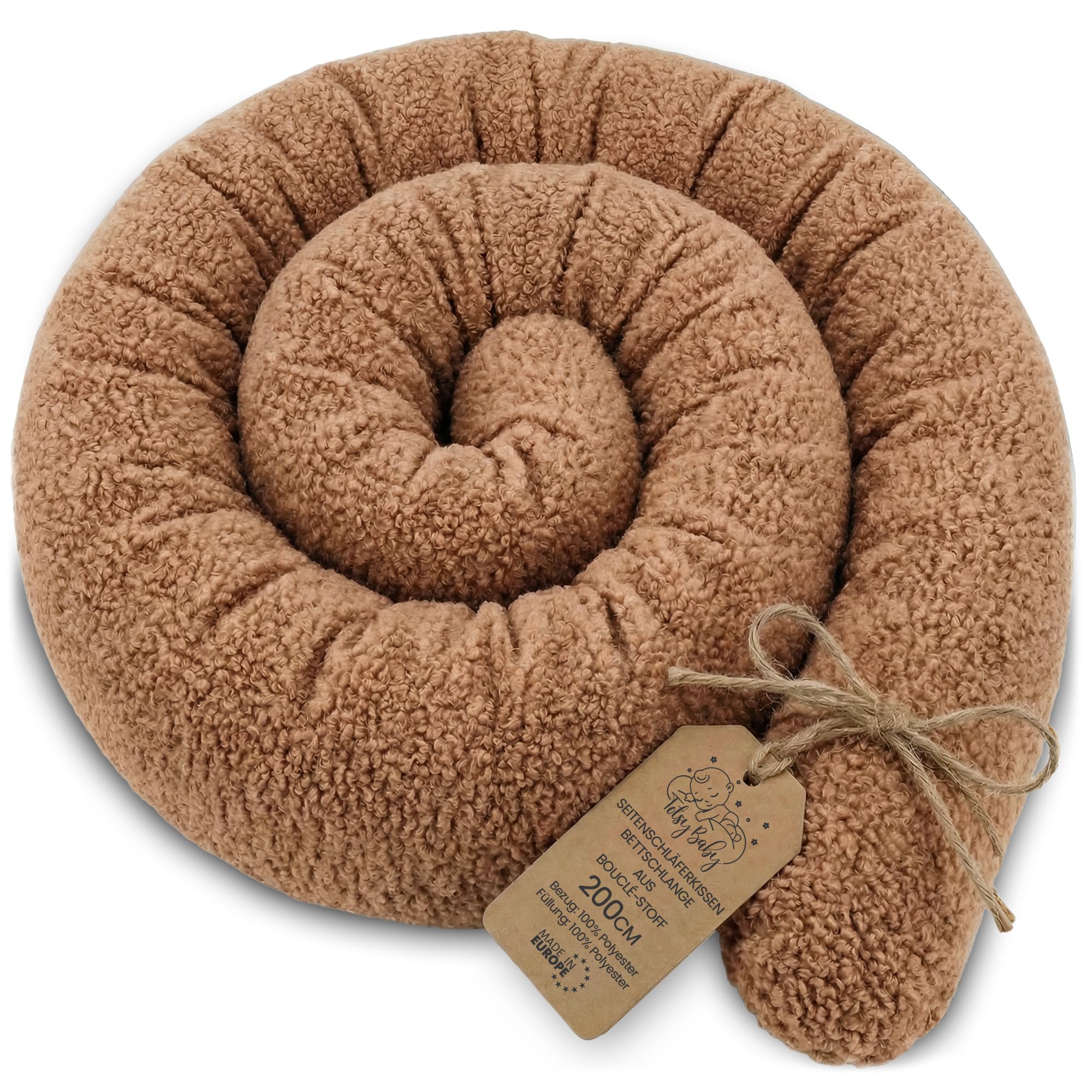 Totsy Baby Almohada para Dormir de Lado algodón 300 cm Algodón Gofre - cojin Cervical Enrollable Lavable Cojines Grandes Almohada para el Cuerpo Oeko-Tex Marrón — view 43