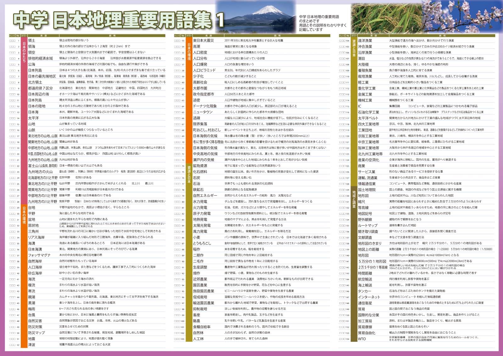 Amazon.co.jp: proceedx中学学習ポスター10040中学日本地理用語