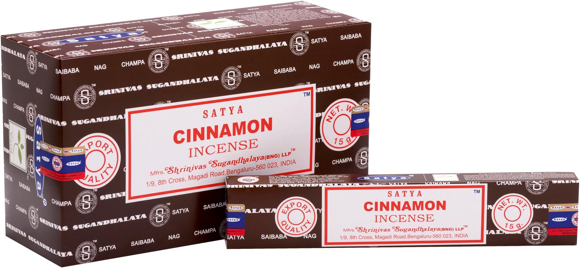 Satya Nag Champa Genuine Cinnamon 15g Incense Sticks 1 Pack (Cinnamon)