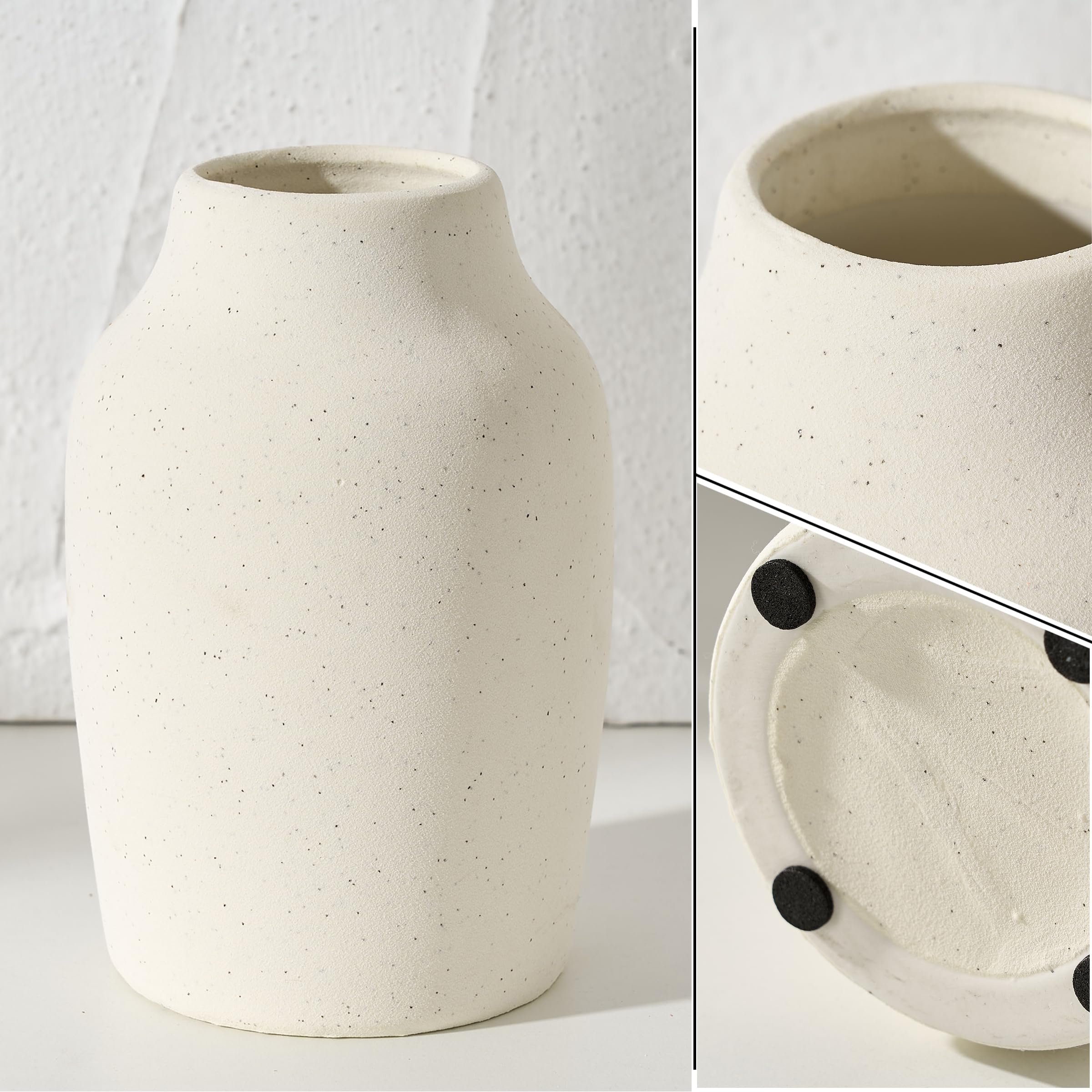 PORCER Ceramic Rustic Farmhouse Flower Vase, 7 Inch Boho Terracotta Vase for Home Decor Living Room, Table, Shelf - Image 3