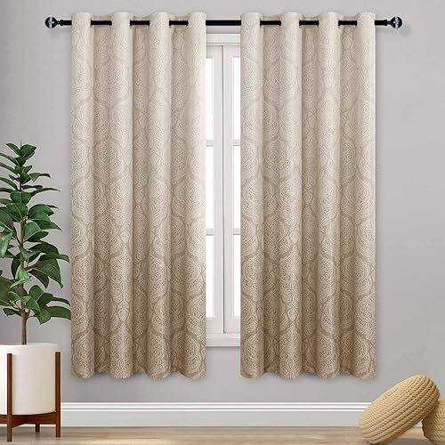 DWCN Cortinas opacas degradadas para sala de estar, aislamiento térmico, bloque de luz, ahorro de energía, degradado, damasco, ojales, para