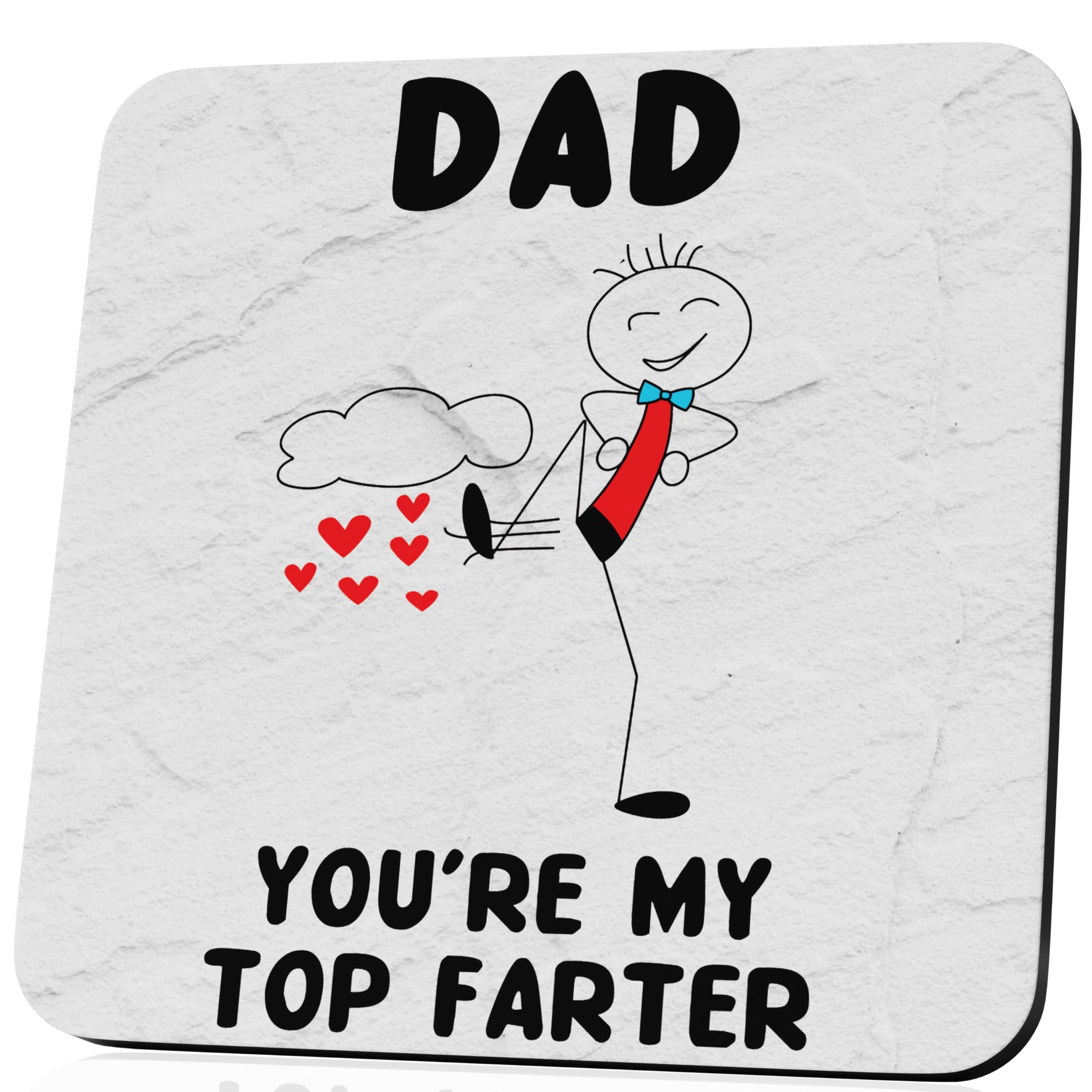 Bestafiesta White Fathers Day Funny Gifts Toilet Humour Gifts Dad Funny Gift For Dad Father's Fart Top Farter Joke Presents For Him Pun Gag Drinks Coffee Coaster Birthday For Him Step
