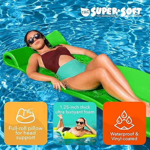 Miniatura 6 de TRC Recreation Splash Buoyant - Tapete flotante de espuma recubierta de vinilo para piscina, balsa acuática con almohada de apoyo, azul marino Verde
