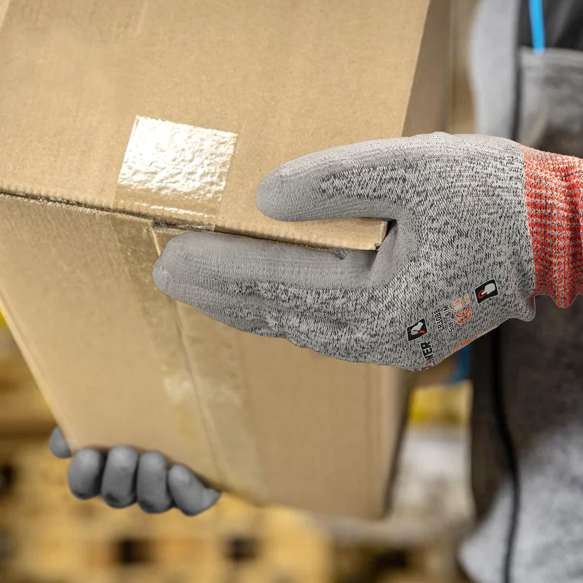 Schwer Lot de 12 paires de gants de travail de protection contre les coupures niveau 4/D avec revêtement en polyuréthane, gants antidérapants et durables pour le travail des métaux, le travail du bois
