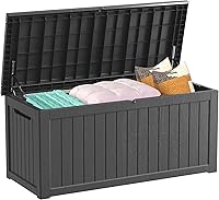 Decksplore 200 Gallon Waterproof Lockable Deck Box - UV-Resistant Resin Outdoor Storage for Patio Cushions, Pool Toys, Garden Tools, Black