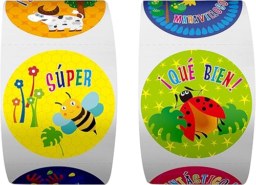 Miniatura 3 de 1200 calcomanías motivacionales en español español con recompensa para profesores, uso en el aula (cada uno mide 1.5 pulgadas de diámetro)