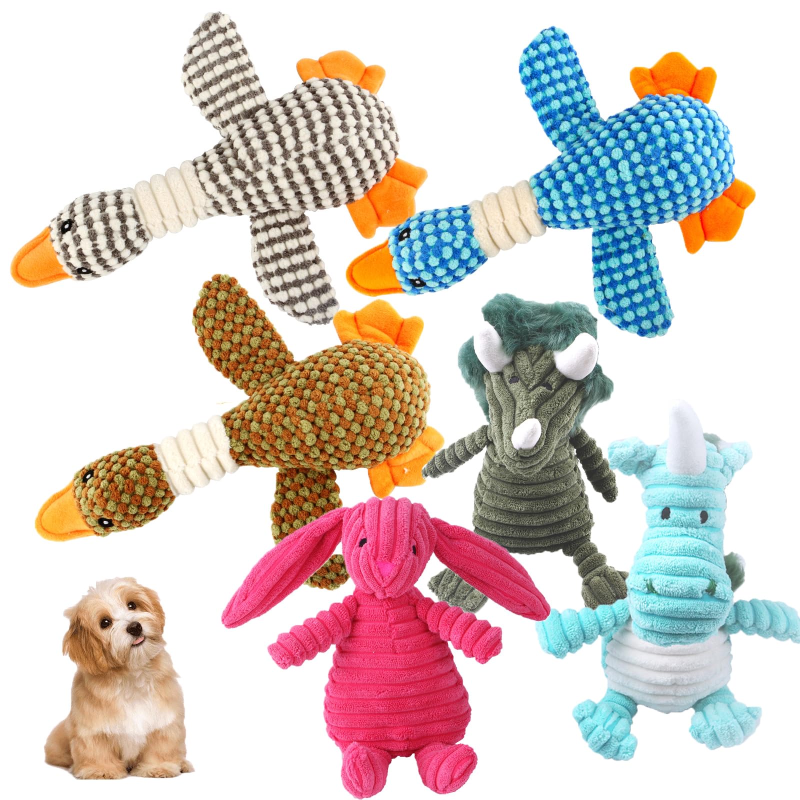 6Er-Pack Hundespielzeug, Plüsch, Quietschendes Hundespielzeug, Sortiment An Plüschtier-Hundespielzeugen, Vorteilspack, Welpen-Haustier-Hundespielzeug Für Kleine Bis Mittelgroße Hunde