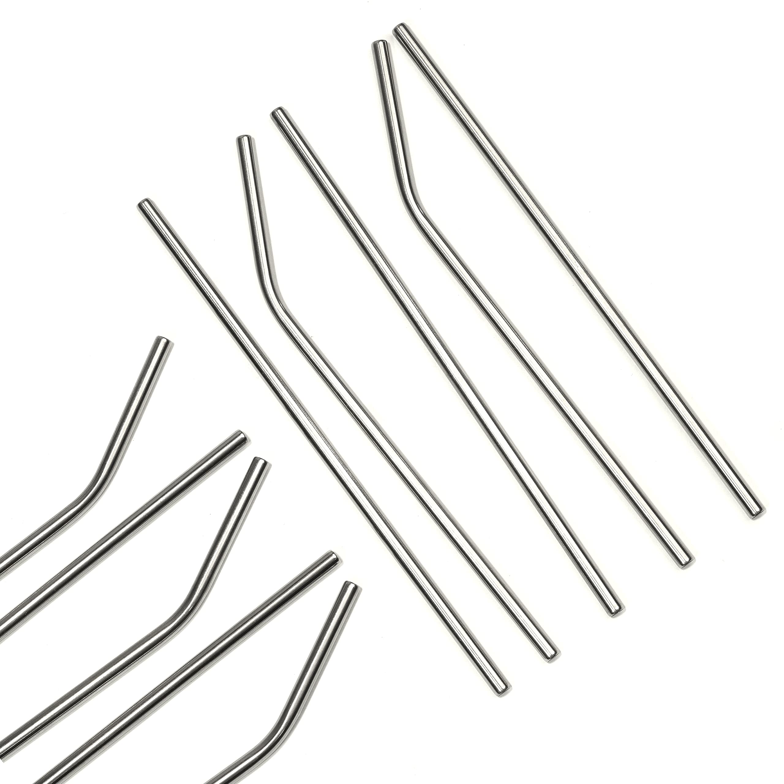 TGC Stainless Steel Reusable Straws Set Metal Straw for Drinking Drinking Pipe(2 Bent + 2 Straight + 1 Brushes + 1 Canvas Pouch) 1