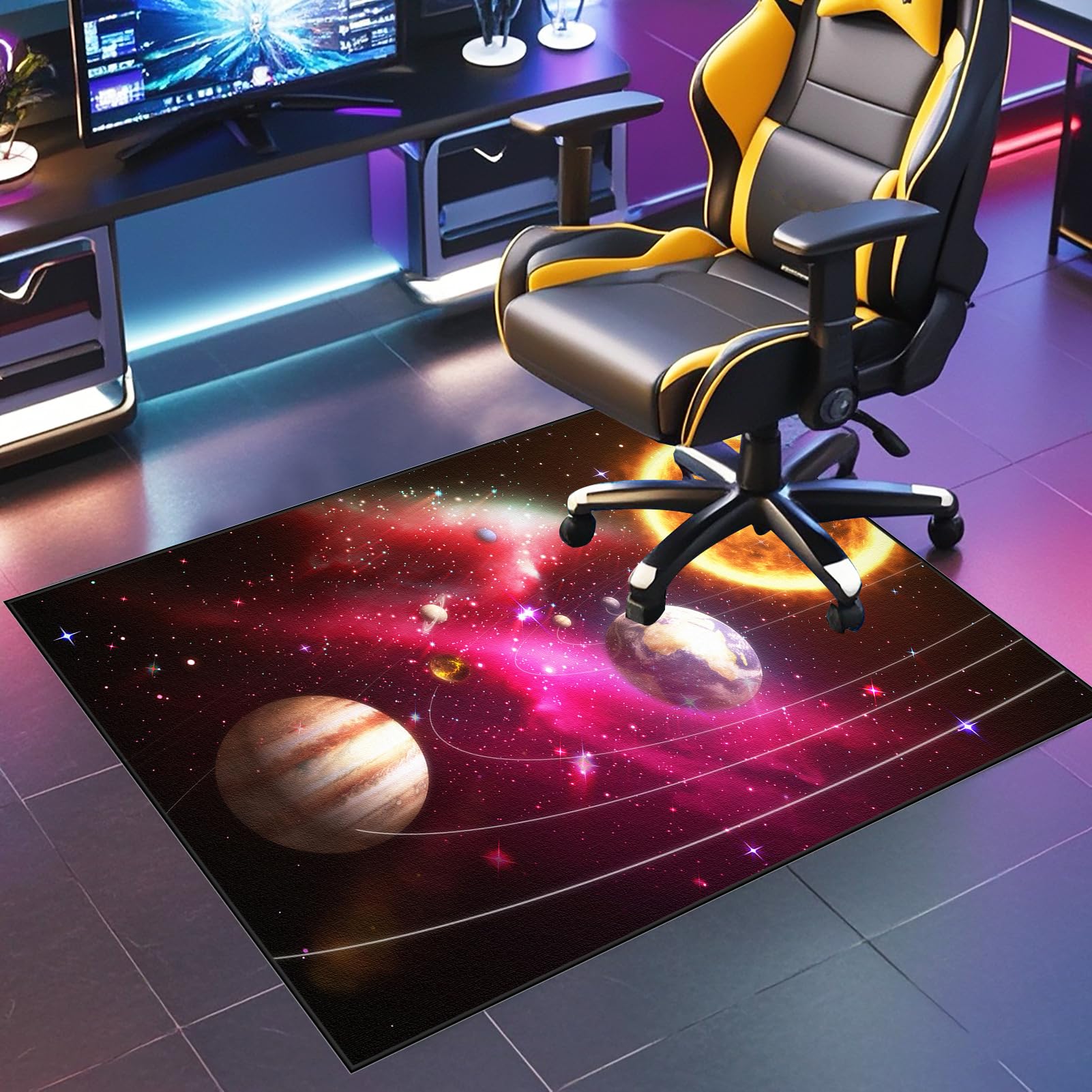 JaevKwzy Office Gaming Chair Mat for Carpet Computer Chair Mat for Hardwood Floor Carpet Protector Mat Hard-Floor Chair Mats Non Slip Gaming Rug Desk Chair Mat 100 x 140 cm