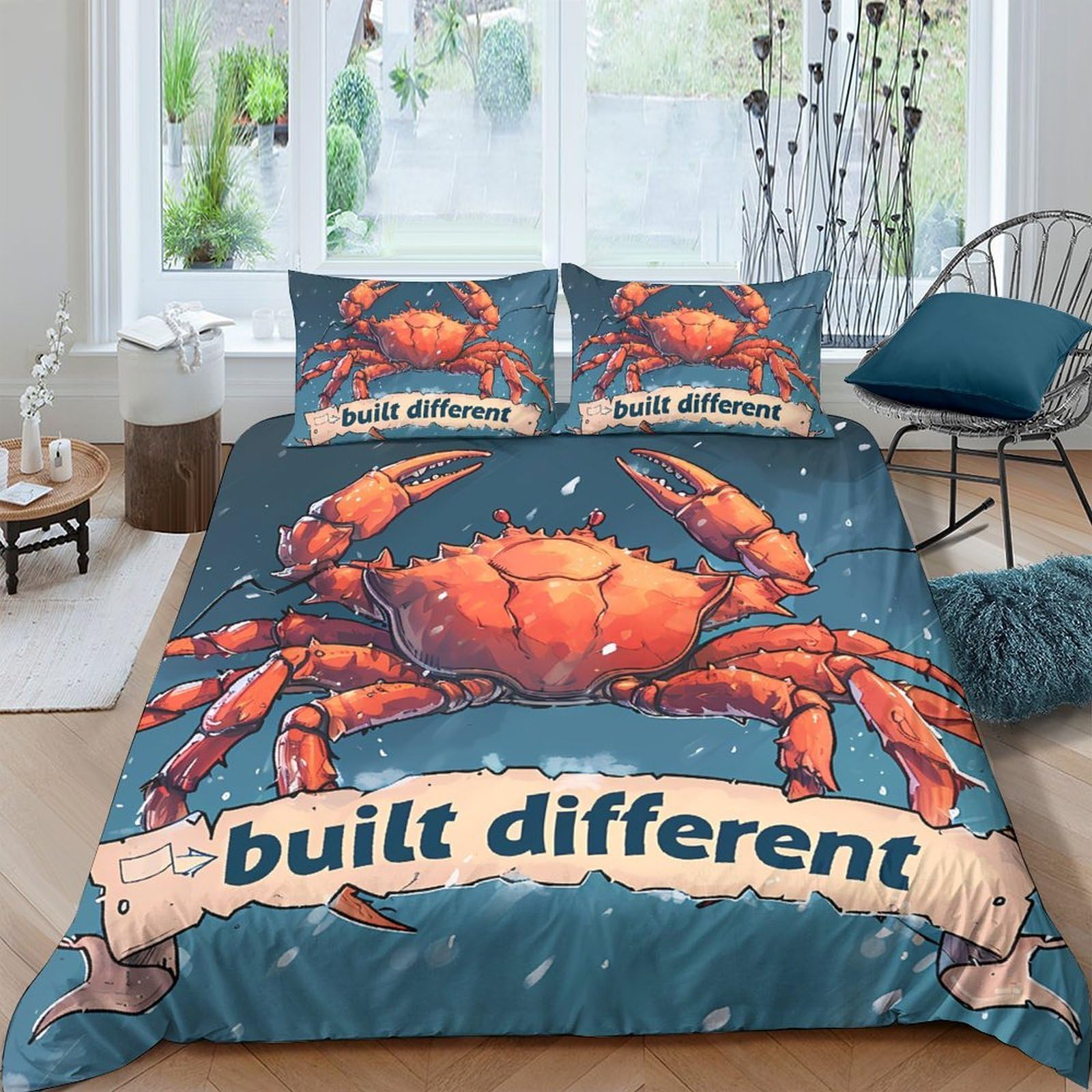 Ctjqhvkz Style-3 3D Printed Crab Ocean Fitted Sheet Microfiber Soft Durable Sea Life Bed Cover For Bedroom Guestroom Home Decor Single（135X200cm）
