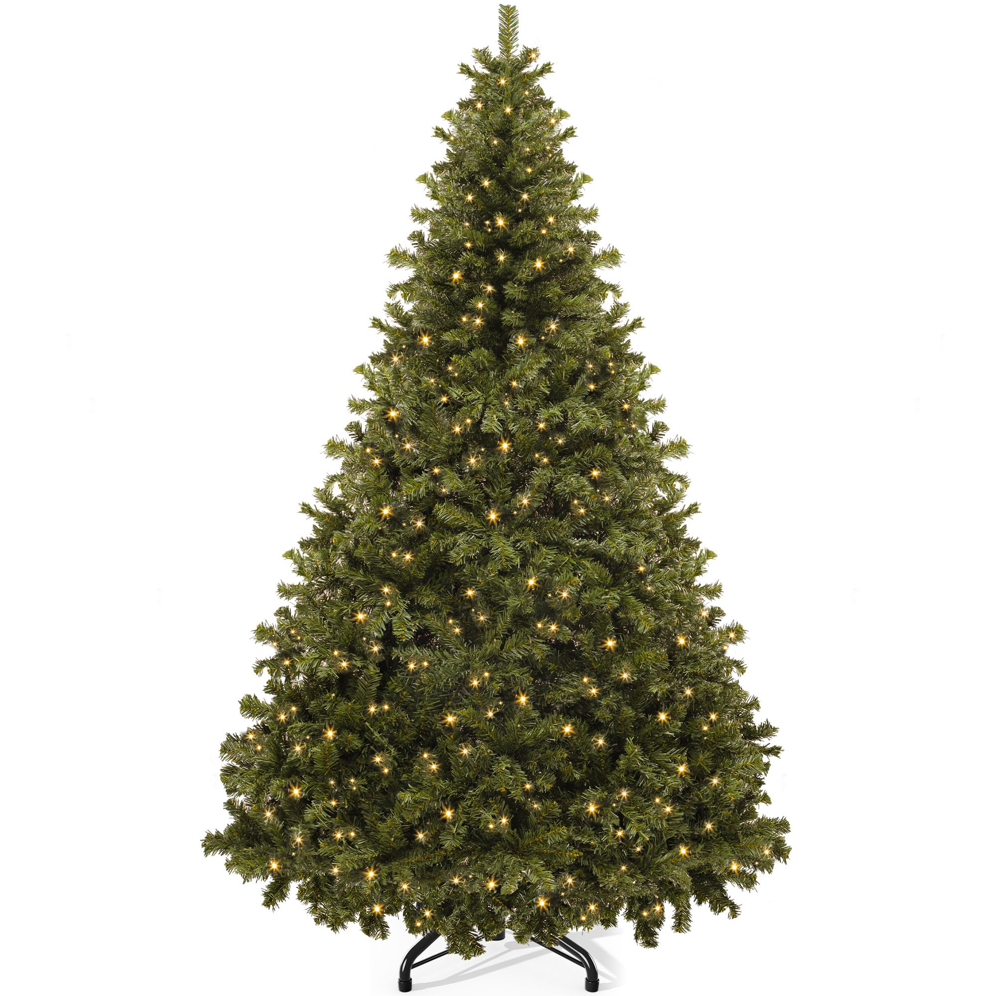 YITAHOME Pre-Lit Artificial Hinged Christmas Tree, 6ft Prelighted Spruce Xmas Tree for Home, Office, Party Decoration with 880 Branch Tips and 250 Lights, Green