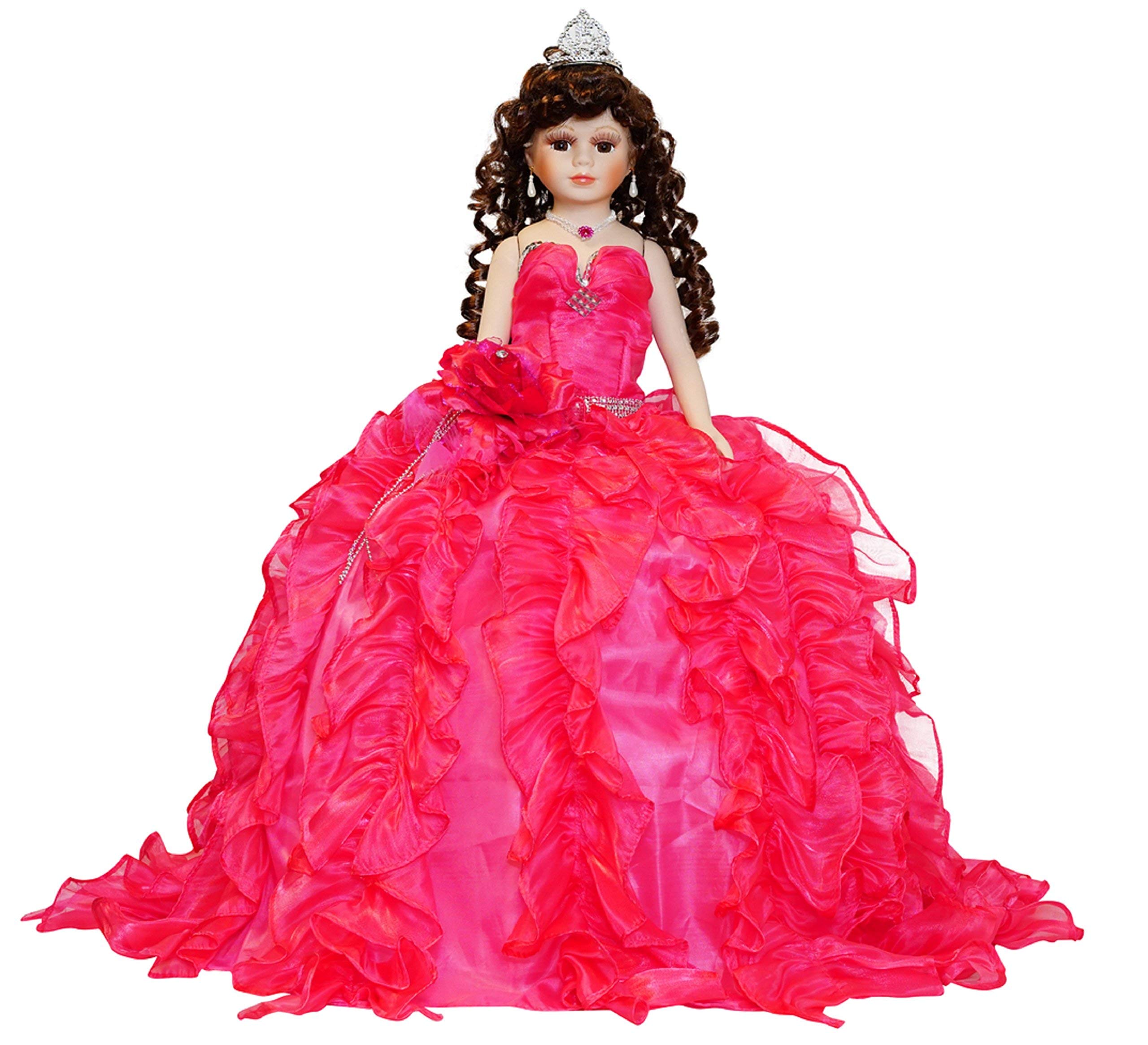 Kinnex Collections By Amanda 24 Porcelain Quinceanera Umbrella Doll (Table Centerpiece)~Fuchsia~Kb24727-9
