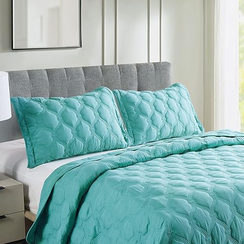 Miniatura 9 de Home Soft Things Juego de colcha acolchada de 3 piezas Bradly Alternativa, suave y cálido, patrón geométrico de diamante sólido, bronce antiguo,