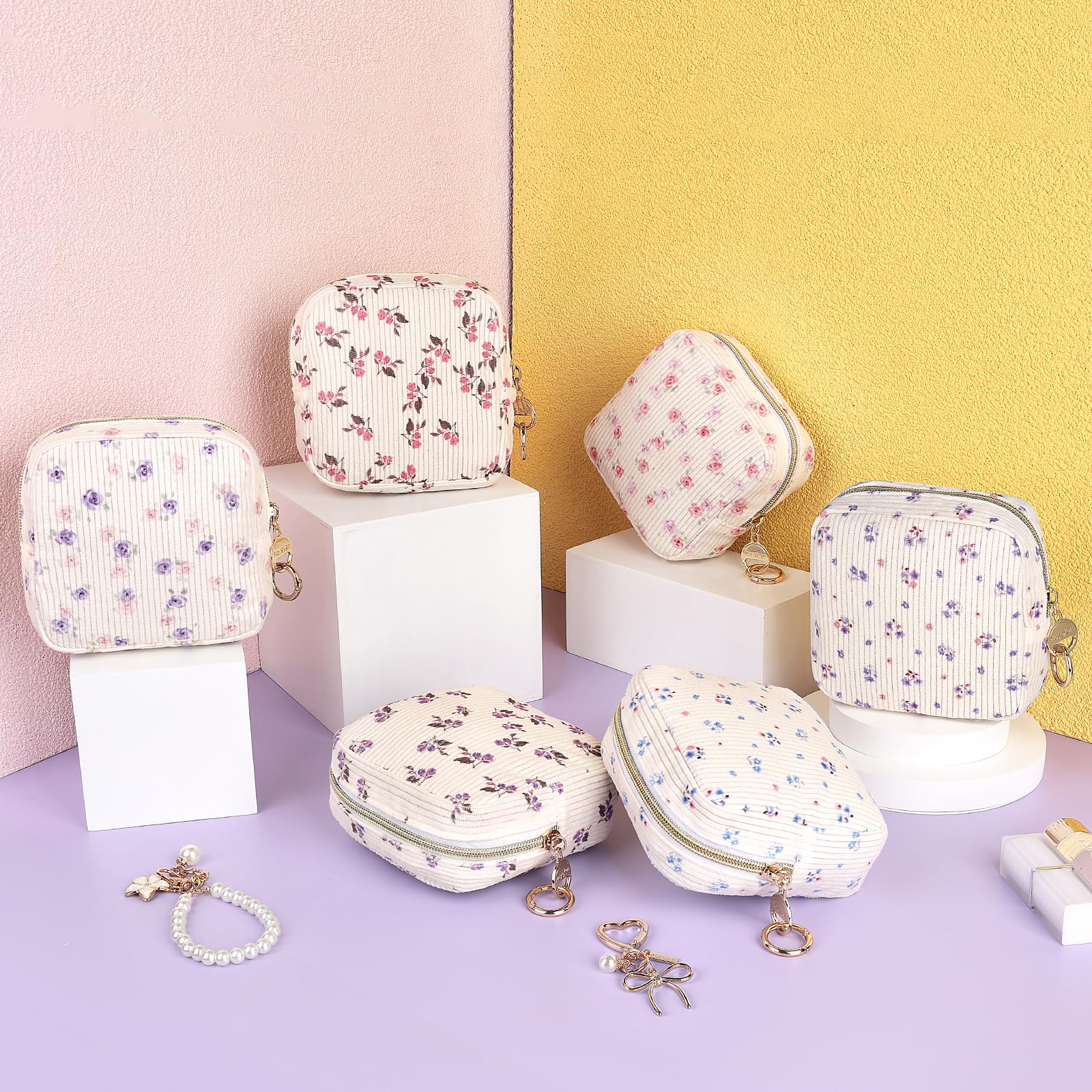 12,5*5*12,5cm Neceser Niña Pequeño para Compresas Organizador Bolso de Almacenamiento Compresas Algodon Salvaslip Bolsa Menstrual de Servilletas Sanitarias Regalo Adolescentes Niñas(flor-amarillo) — view 6