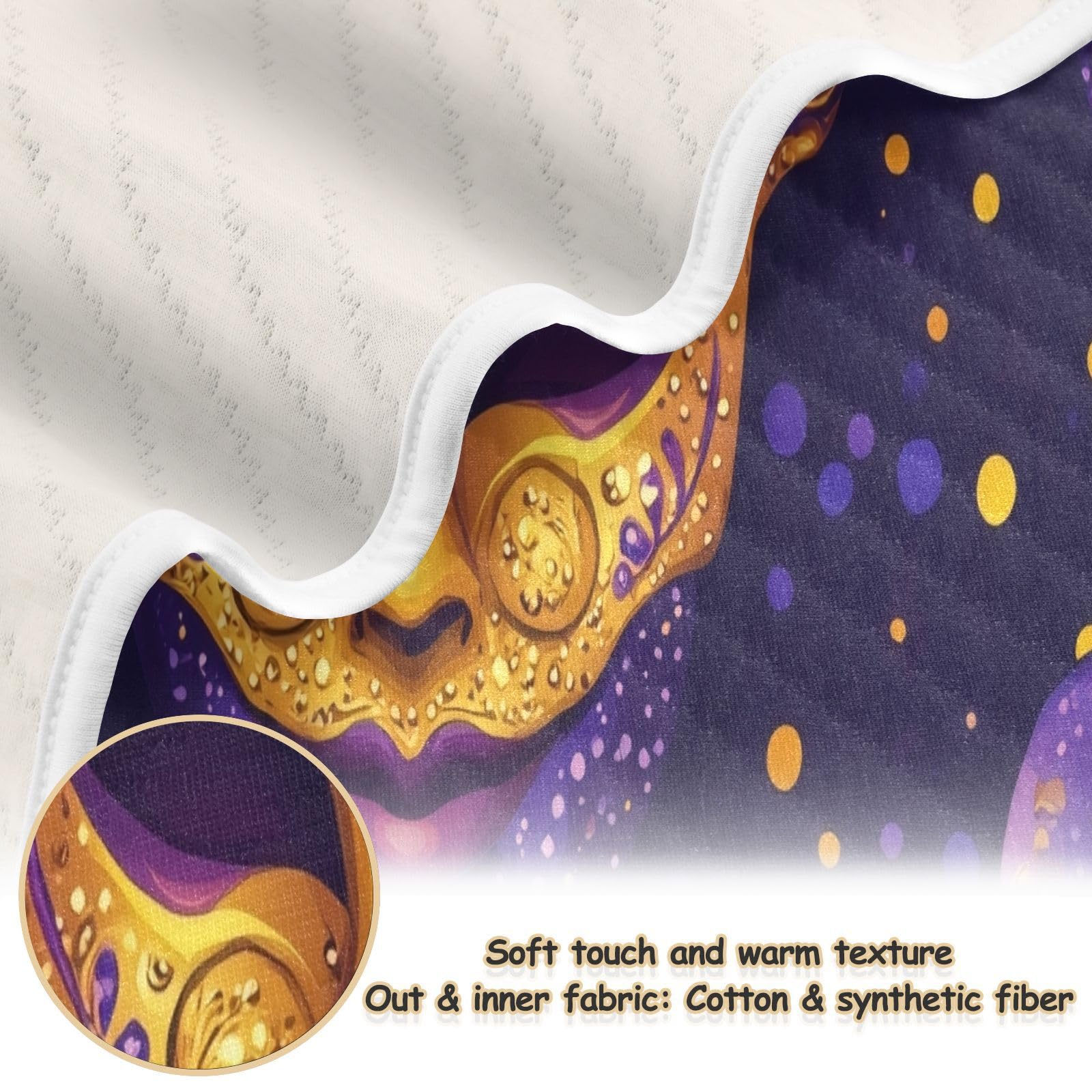 Burbuja Mardi Gras Mask Baby Blanket for Boys Girls, Nursery Soft Warm Swaddling Receiving Baby Blankets, 30x40 in Toddler Blanket