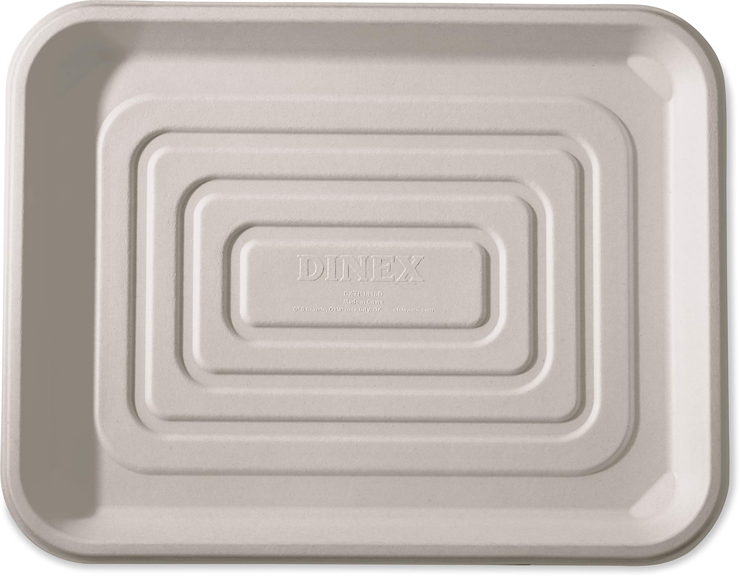 Bagasse Diposable Tray Fast Food by DINEX – 18" x 14" x 0.3", Bagasse, Tan, Model DXTR1418D42