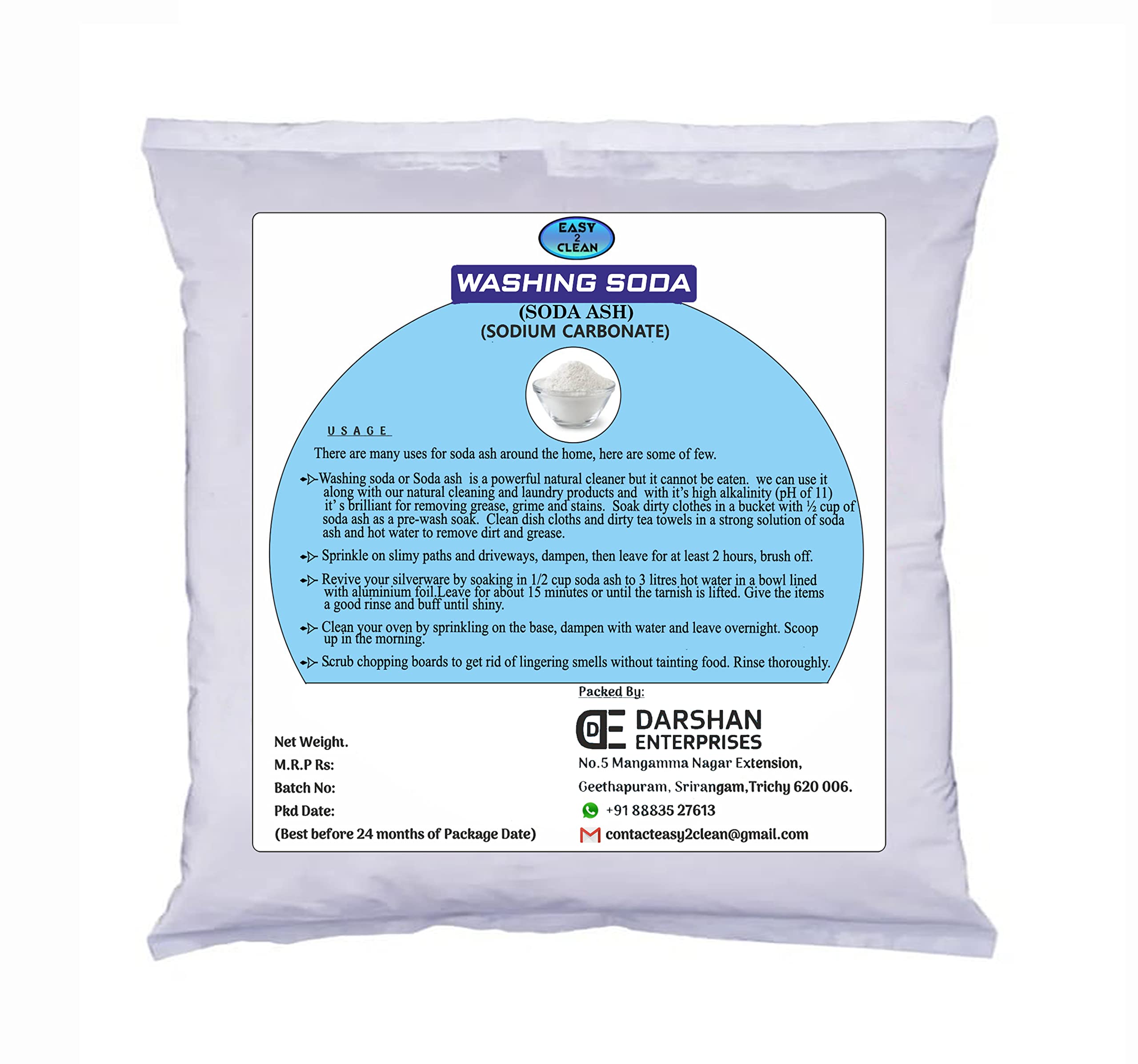 WASHING SODA POWDER [SODIUM CORBONATE] SODA ASH LAUNDRY DETERGENT BOOSTER 1 kg