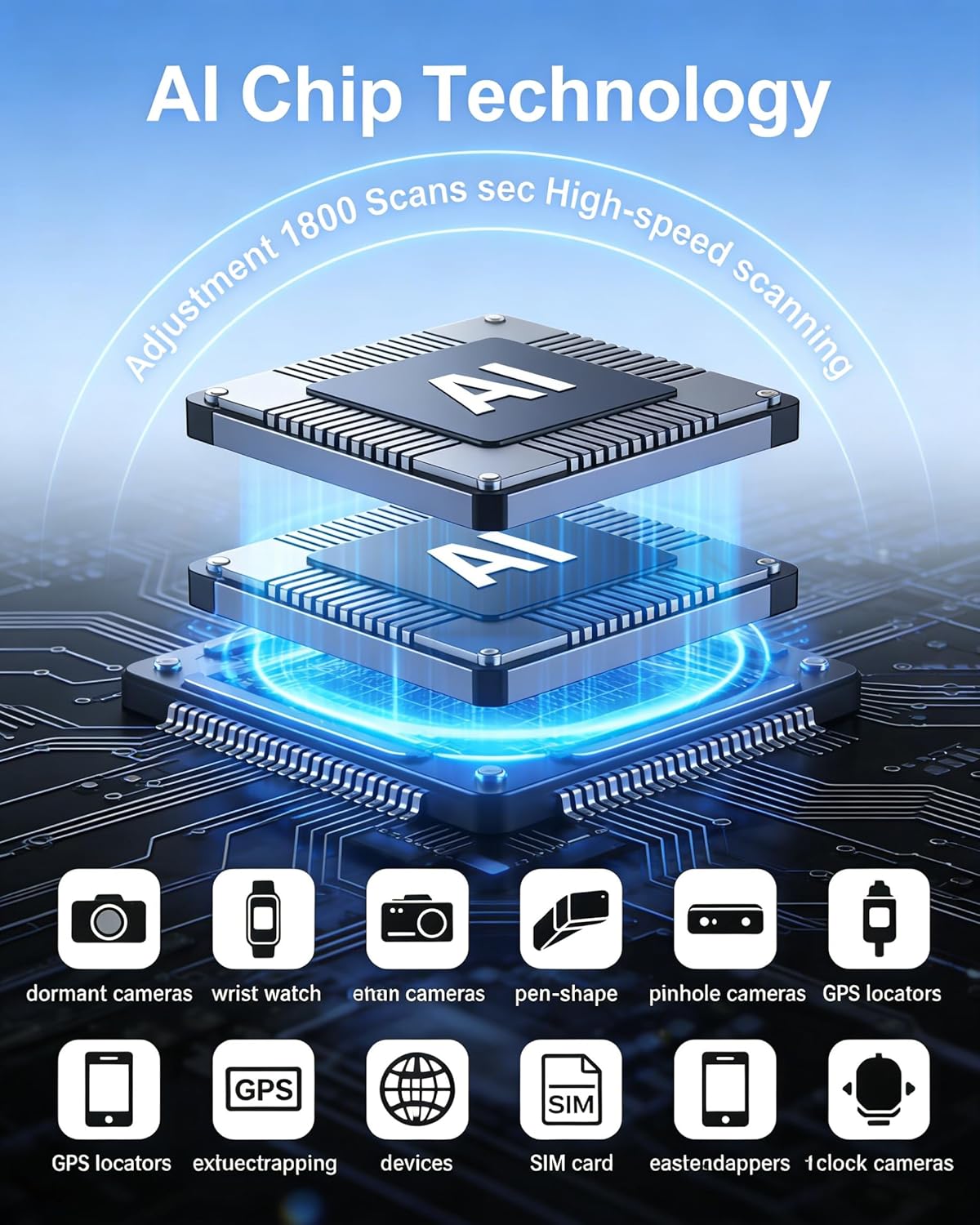 AI Hidden Camera Detector, AI-Powered Anti Spy Device,GPS Trackers & Listening Devices,Portable Wireless Hidden Cameras Scanner for Hotels,Travel & Home,6 Sensitivity Levels & 4 Detection Modes