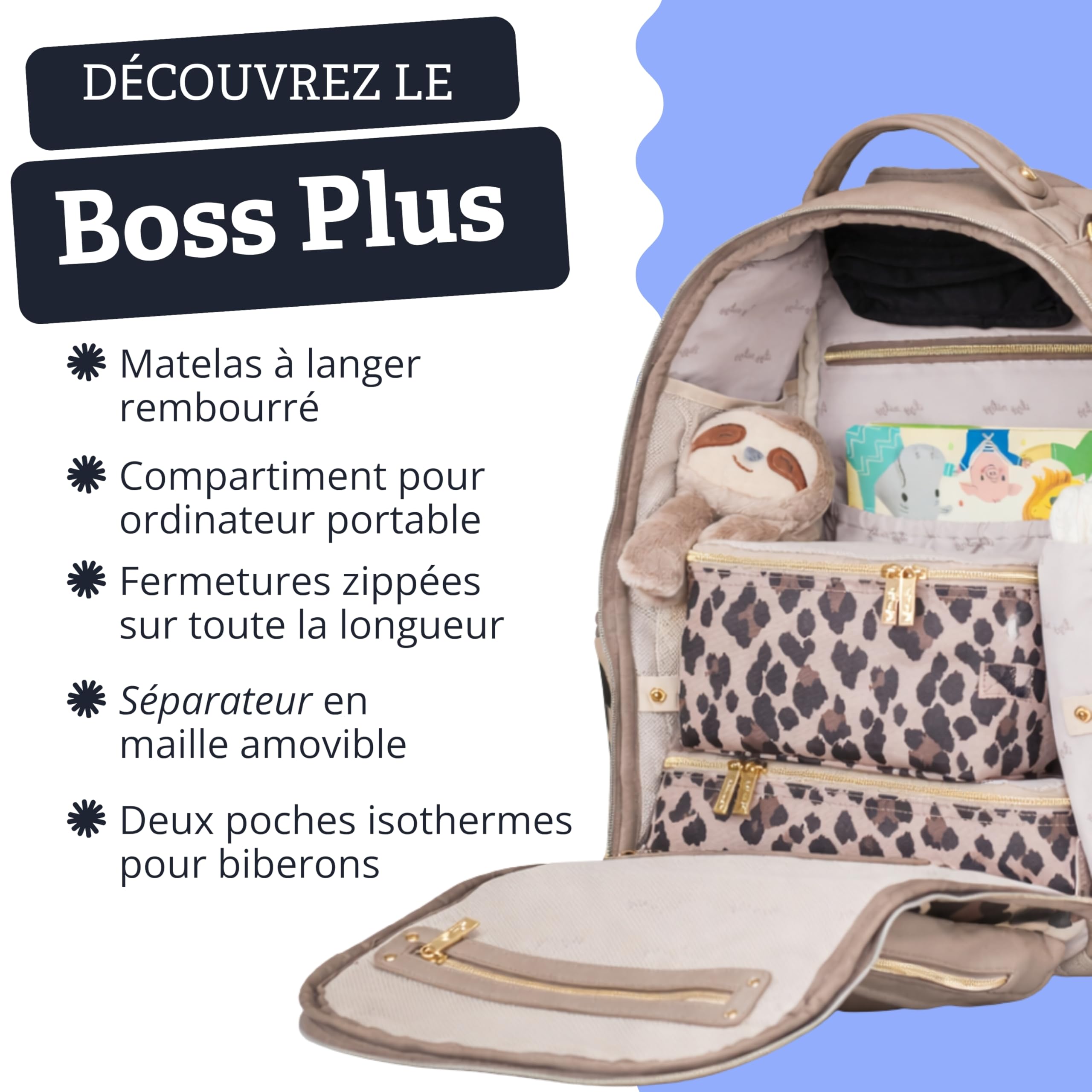 Itzy Ritzy Sac à Dos à Langer | Grand Sac à Couches avec Tapis | Assez grand pour leur monde, organisé pour le vôtre | 19 Poches, Porte-Biberons Isothermes, Attaches Poussette | Café et Crème