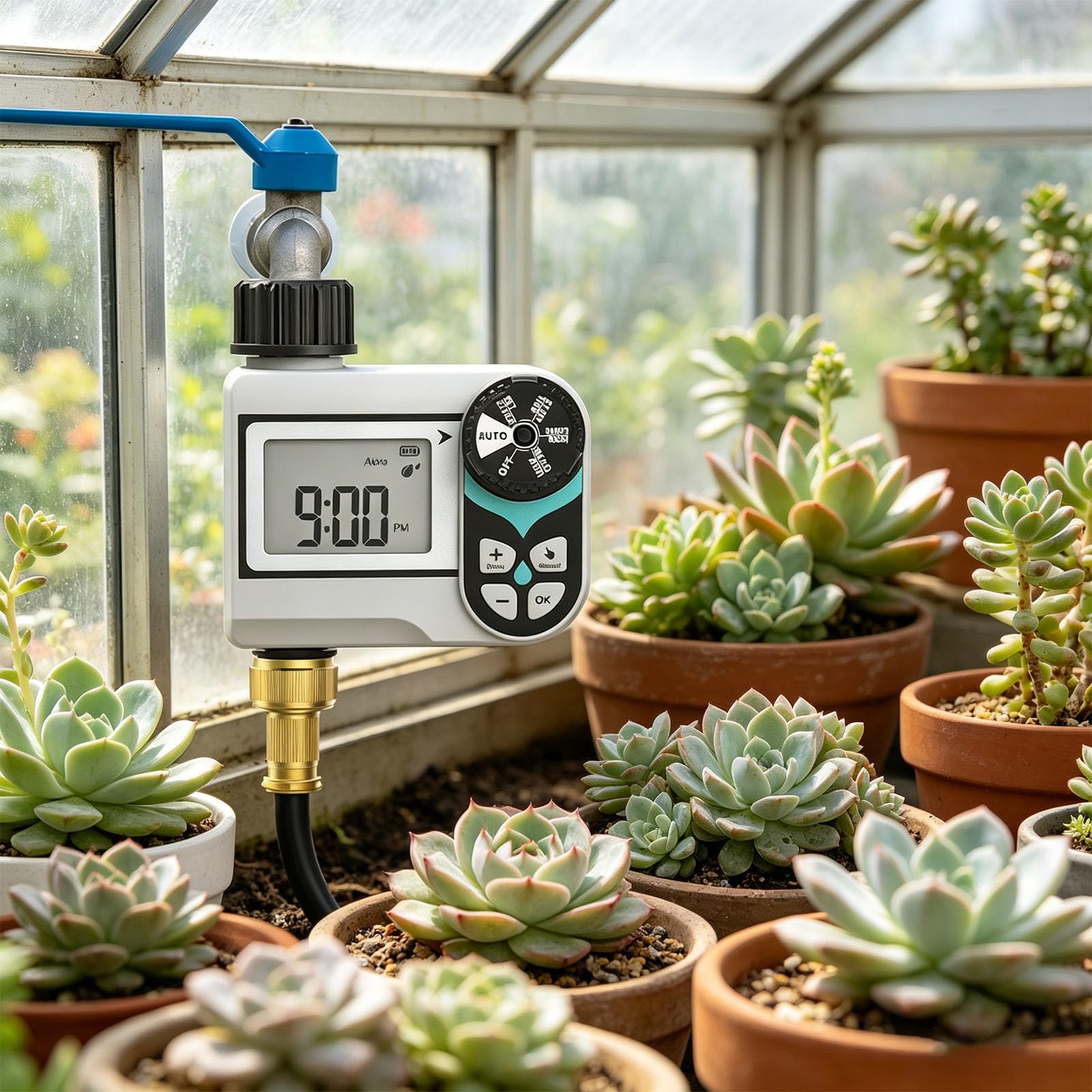Intelligenter Schlauch Timer mit Regenverzögerung, Messingkonstruktion für Gartenbewässerung, programmierbare Wasseruhr, automatische Pflanzenbewässerung, Strukturtropfen, Bewässerungsuhr,