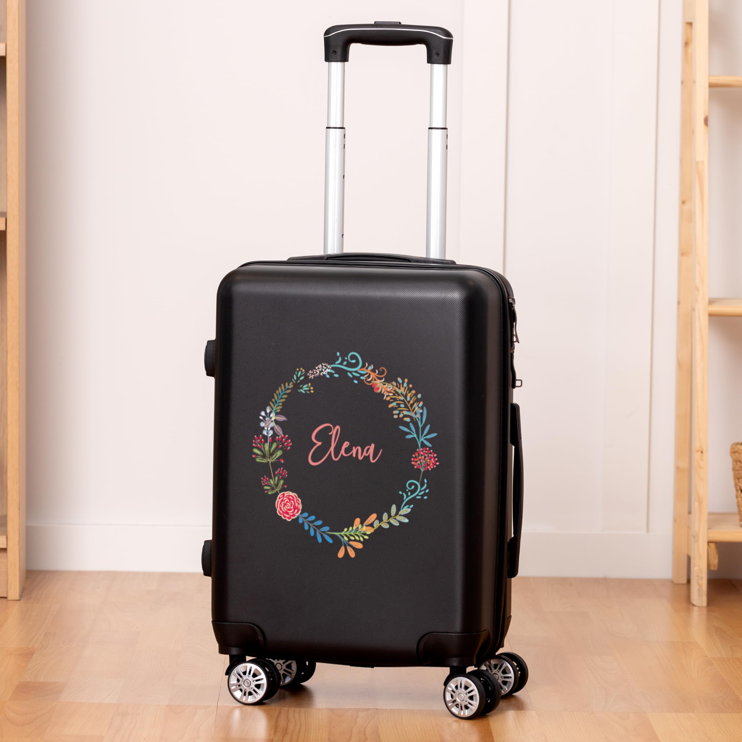 Maleta de Cabina Personalizada con Nombre | Equipaje de Mano 55 x 35 x 20 cm, 4 Ruedas Giratorias, Trolley Rígido ABS, Para Viajes, Vacaciones y Escapadas