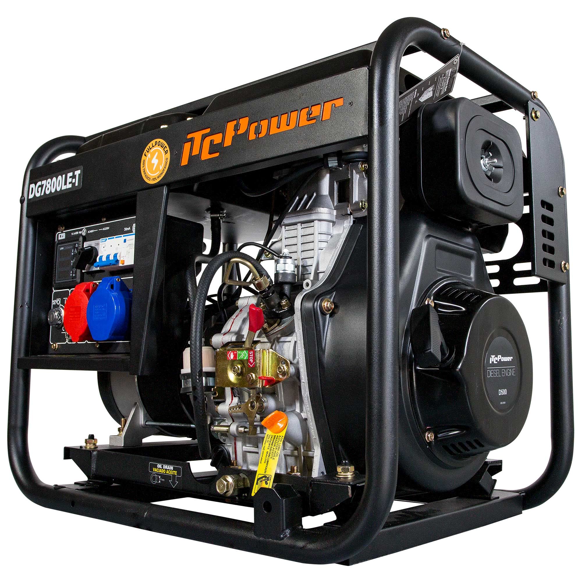 ITCPower Generador Diesel Full Power 7,5 kVA Profesional para Emergencias - Generador Diésel Trifásico 400V Estable para Obras y Empresas - Generador Eléctrico Silencioso Alta Potencia