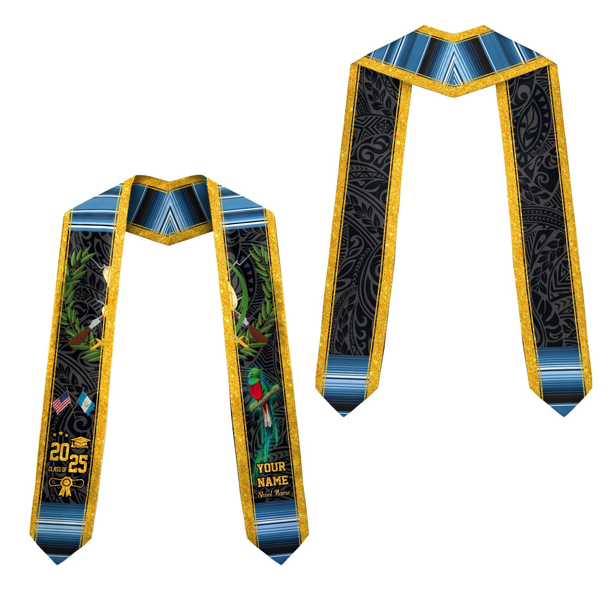 MonkeyVan Personalized Graduation Stole for Guatemalan Senior, Guatemala Flag Graduation Sash Class of 2025 Grad Gifts S55