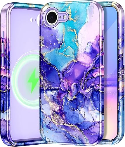 Miniatura 35 de Btscase Funda para iPhone 16e (2025), [probada en caídas de grado militar] Diseño de patrón de mármol delgado, resistente, a prueba de golpes, para