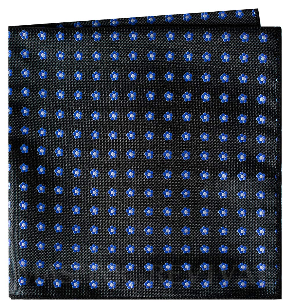 Masonic Revival Forget Me Not Pocket Square Handkerchief (Black), Black, 12" x 12", Pocket