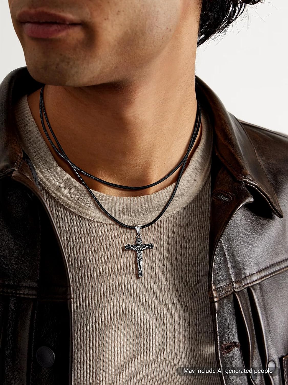 ChainsPro Leather Necklace Cord for Men, Black/Brown Waterproof Braided Wax Rope Chain with Snap Clasp, 1/1.5/2/3mm Width Leather Cord DIY Chain for Pendant, Length 16"-30", Customize Available, Send Gift Box