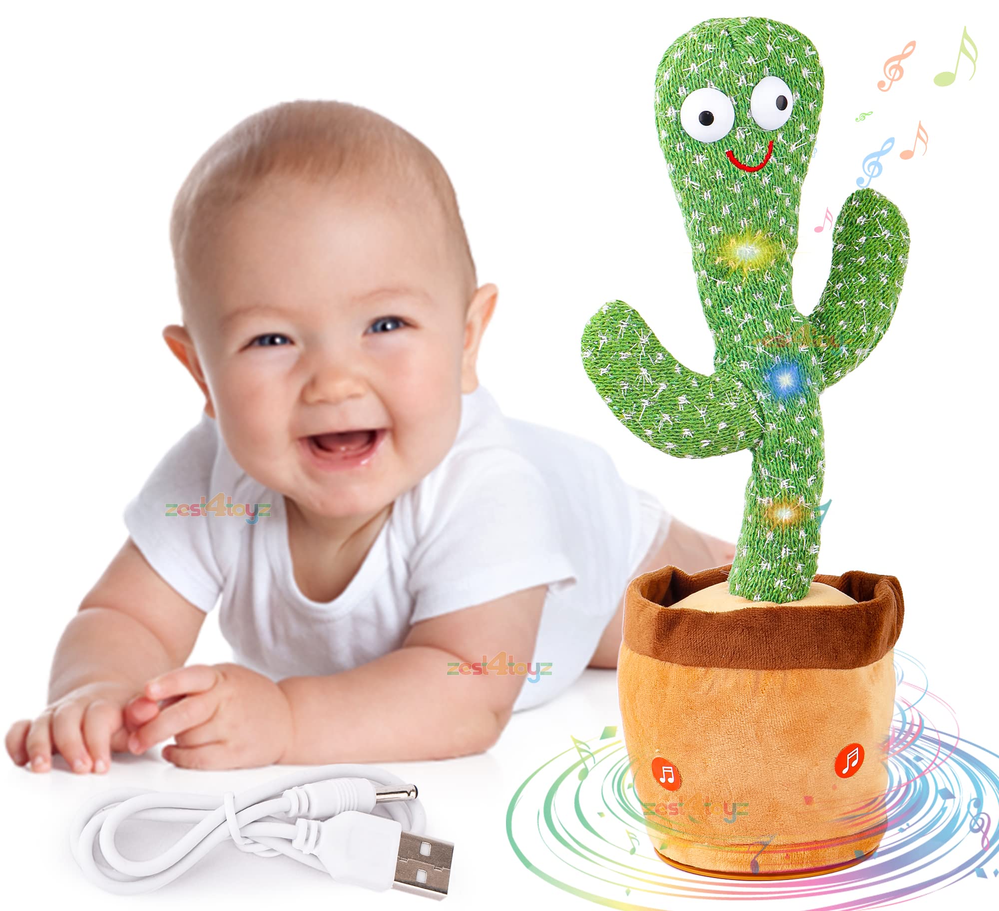 Zest 4 Toyz Dancing Talking Cactus Toy Funny Wriggle for Kids Soft Plush Mimicry Toy, Can Sing, Record & Repeats What You Say Light & Music for Kids Boys Girls - Multicolor (B09NKPH8T8) Amazon Price History, Amazon Price Tracker