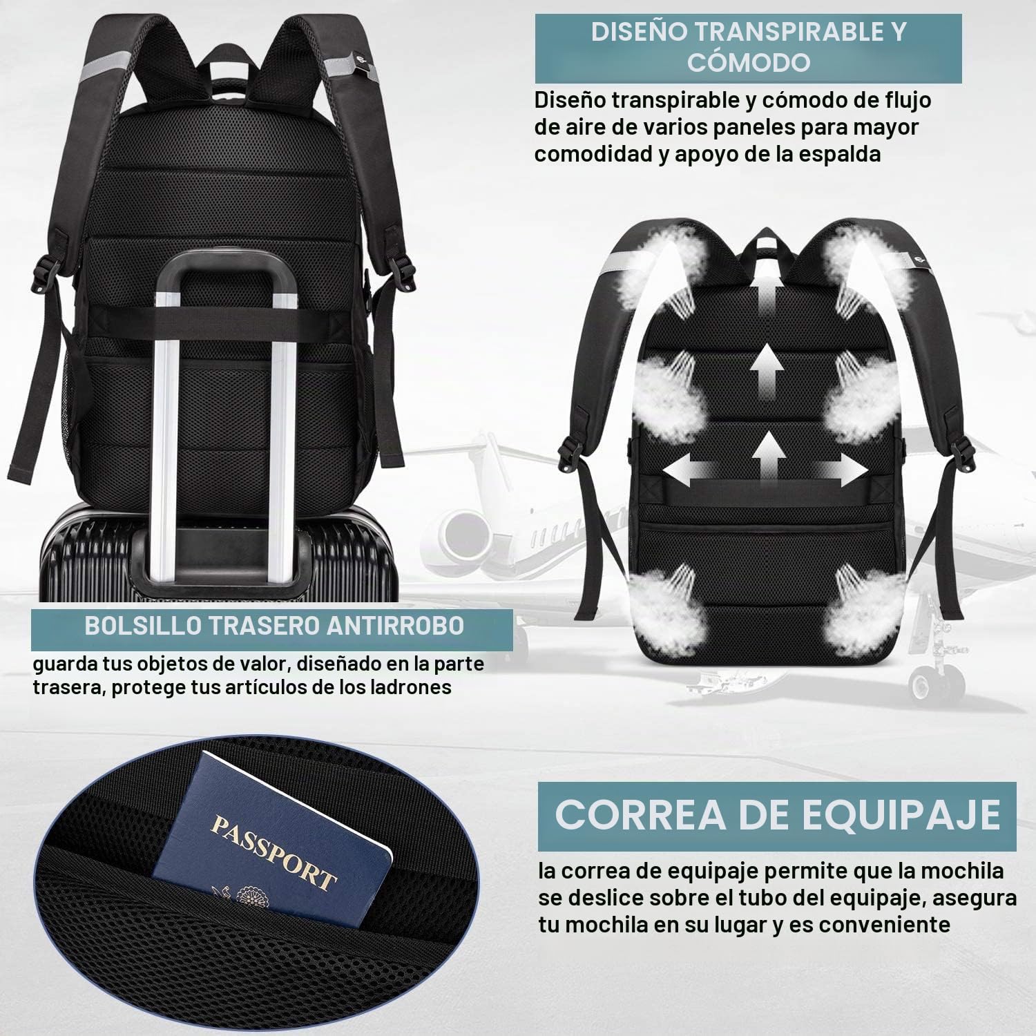 Mochila para computadora portátil, Bolsa de Viaje para computadora portátil, Bolsa universitaria antirrobo para Hombres, Mochila de Negocios Delgada con Puerto de Carga USB