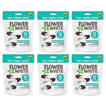 Flower & White Salted Caramel Bites | Only 26 Calories Per Bite | Made For Sharing | Low-Calorie | Vegetarian & Gluten-Free | Fair Trade & 100% Plastic Free | No Additives