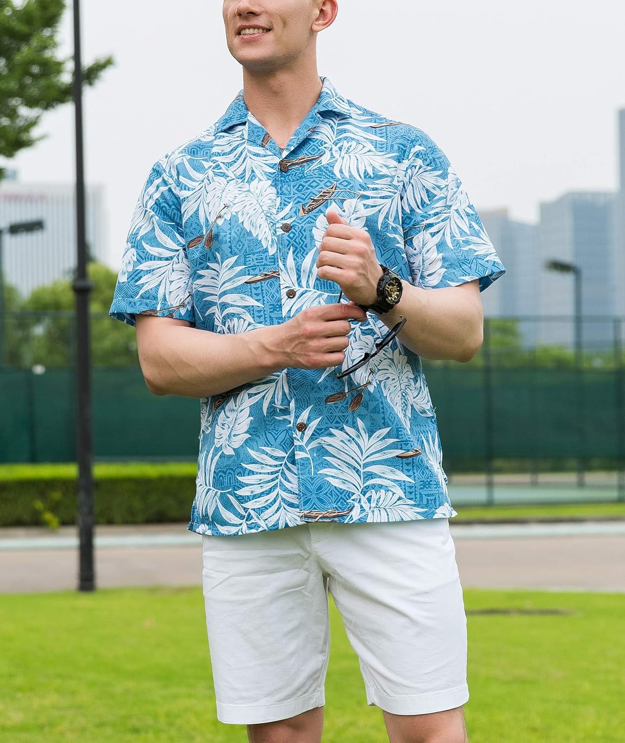 Tropical Storm Hawaiian Shirts for Men Short Sleeve Regular Fit Mens Floral Shirts - Image 3