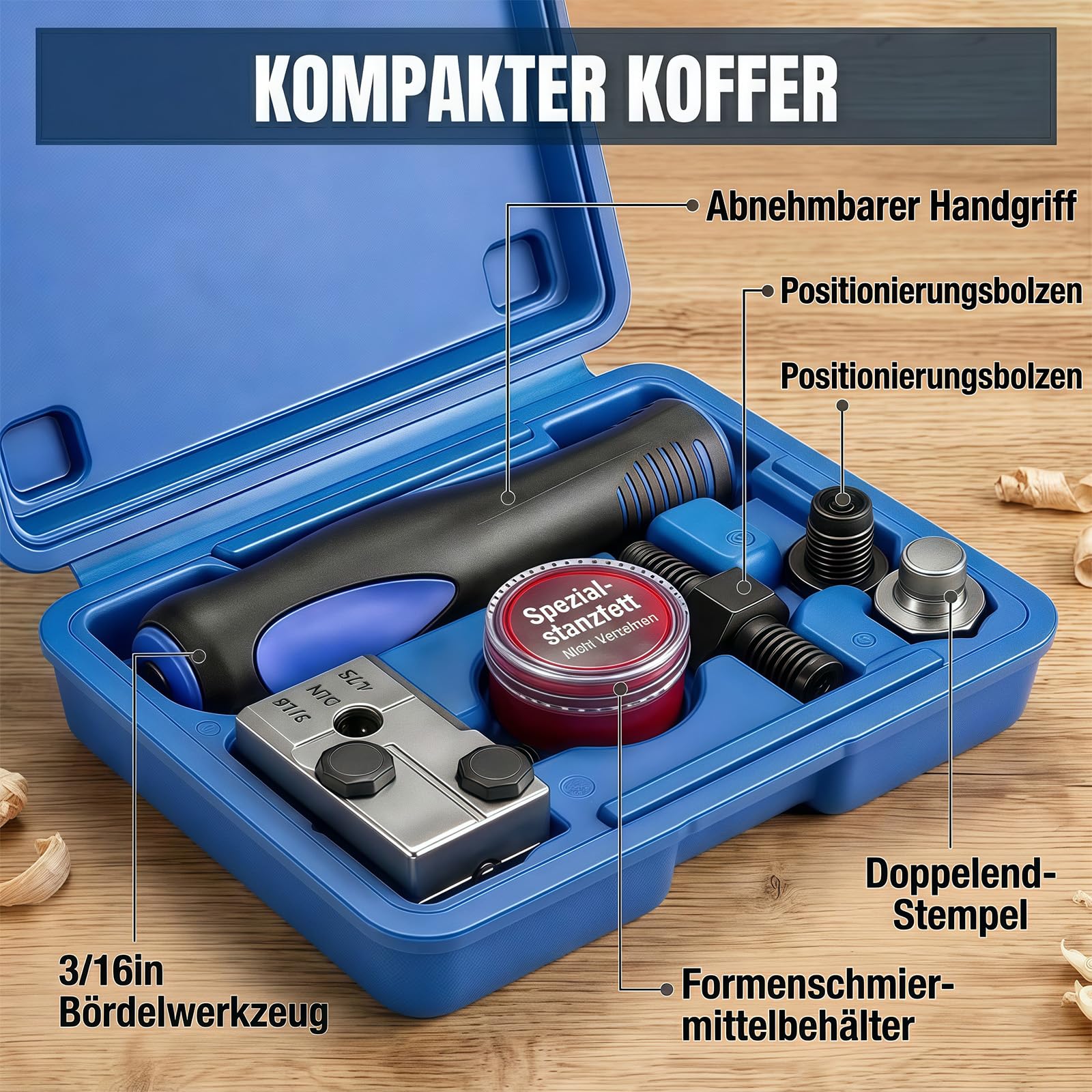 Bremsleitung Bördelgerät für DIN Bördelungen 4,75 mm 3/16 Zoll Doppel Bördelgerät Bremsleitung Kfz Set Universal, Kfz Bremsleitungen für Kupfer Nickel Stahlrohre für Kfz-Bremssysteme